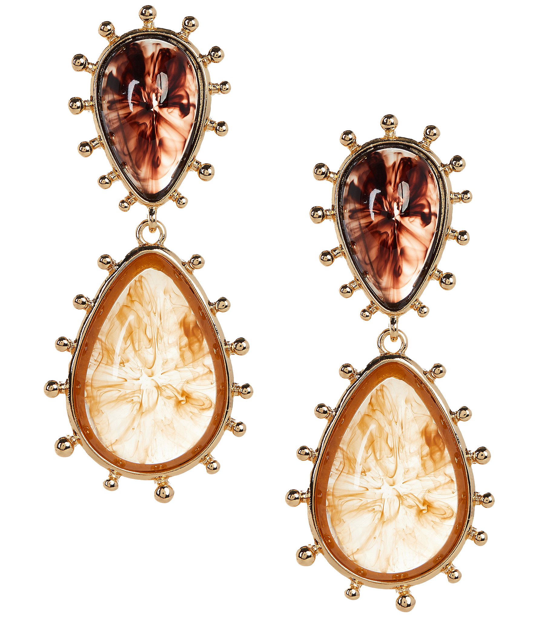 Natasha Accessories Stone Double Teardrop Drop Earrings