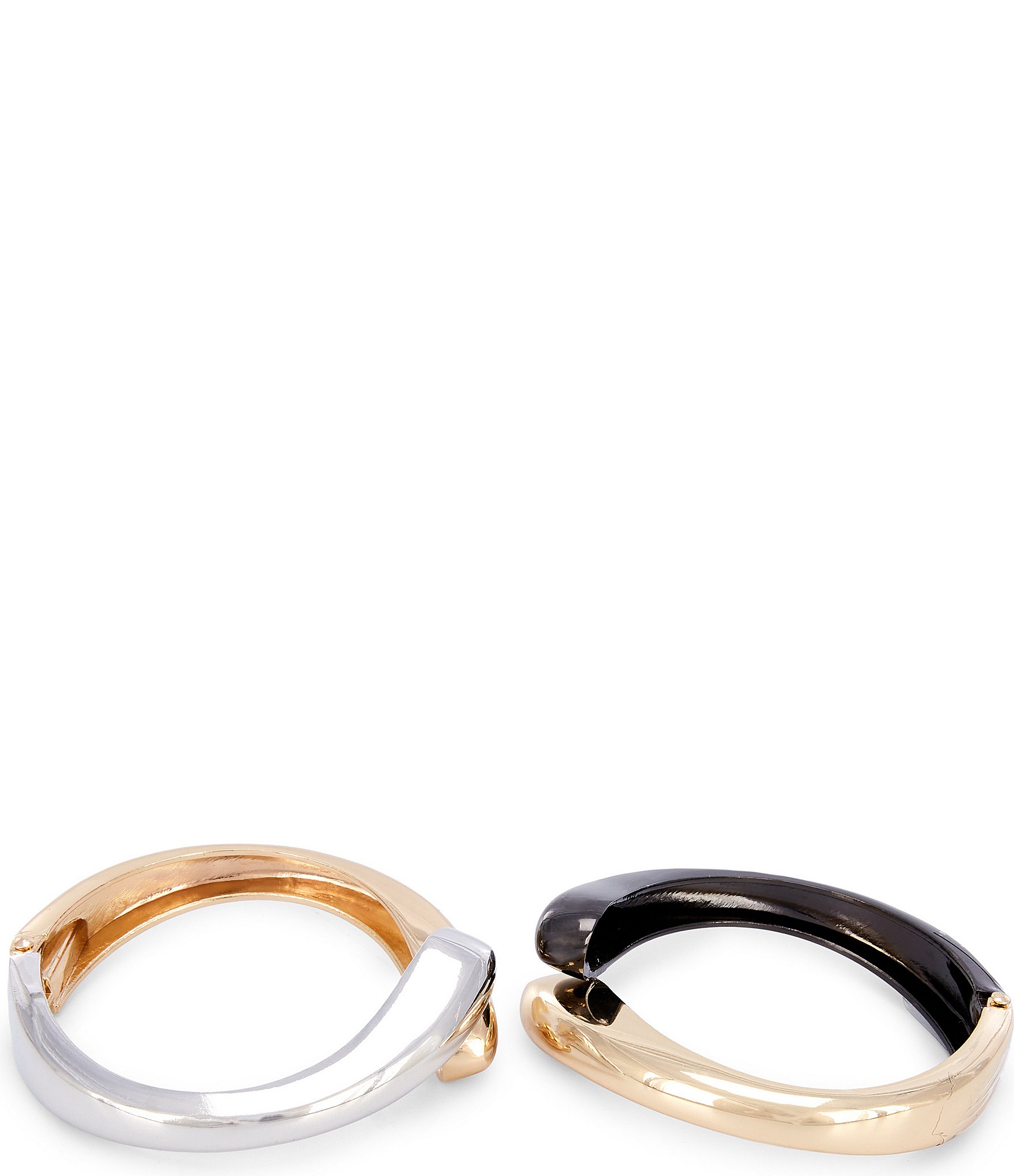 Natasha Accessories Tri Tone Bypass Hinge Bracelet Set