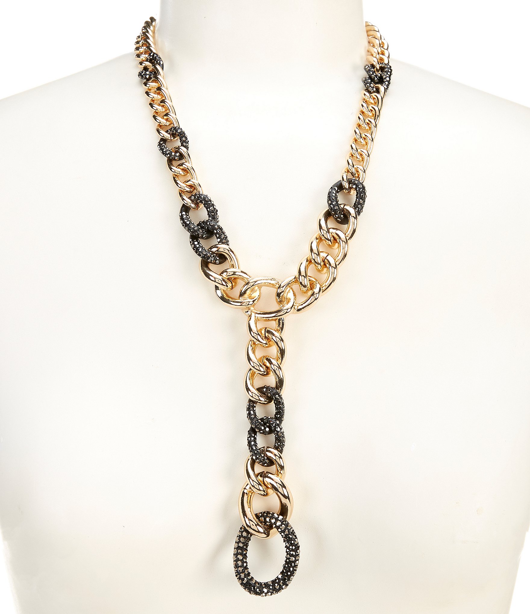 Natasha Accessories Two Tone Link Y Necklace