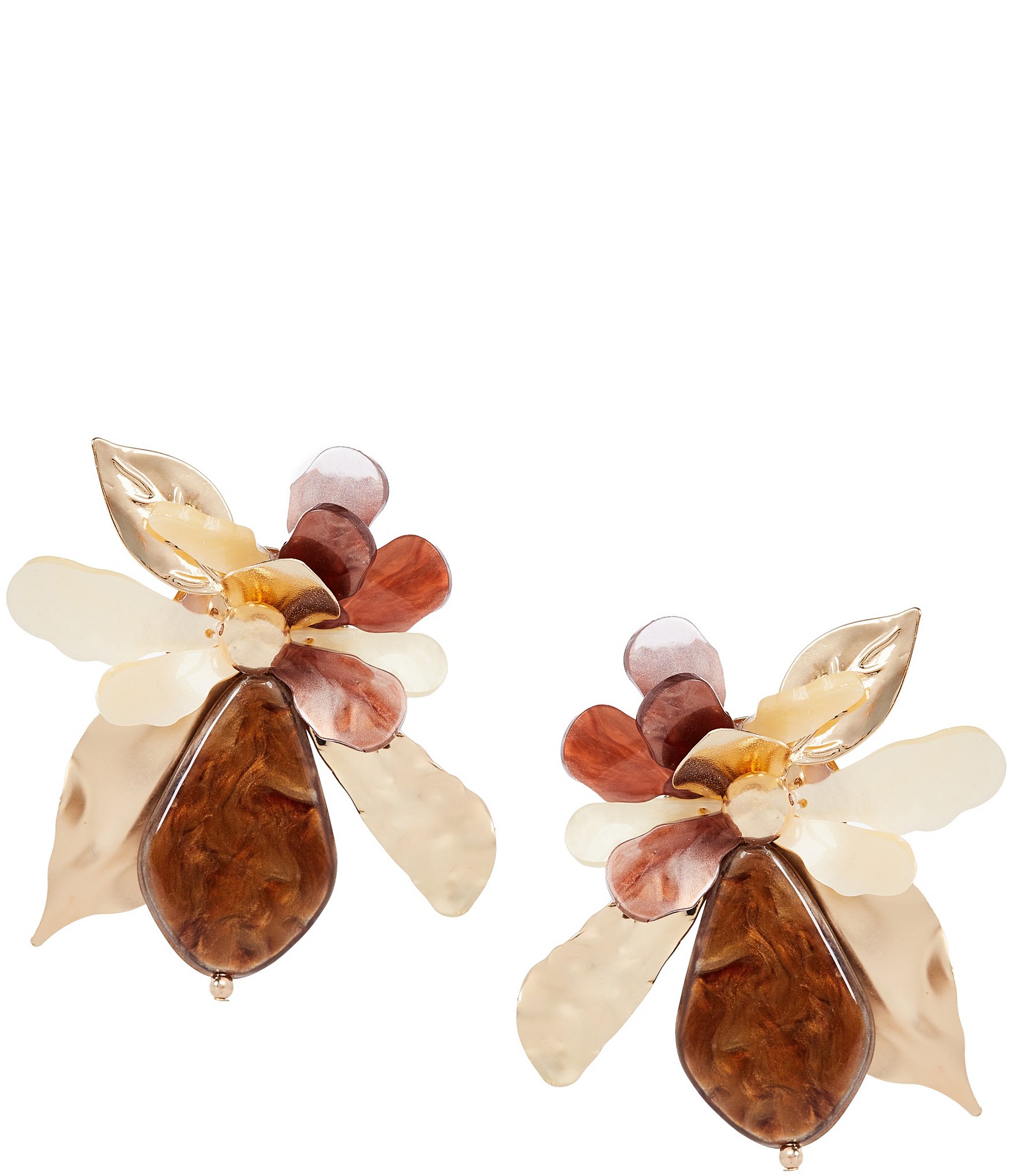 Natasha Accessories XL Resin Metal Statement Stud Earrings