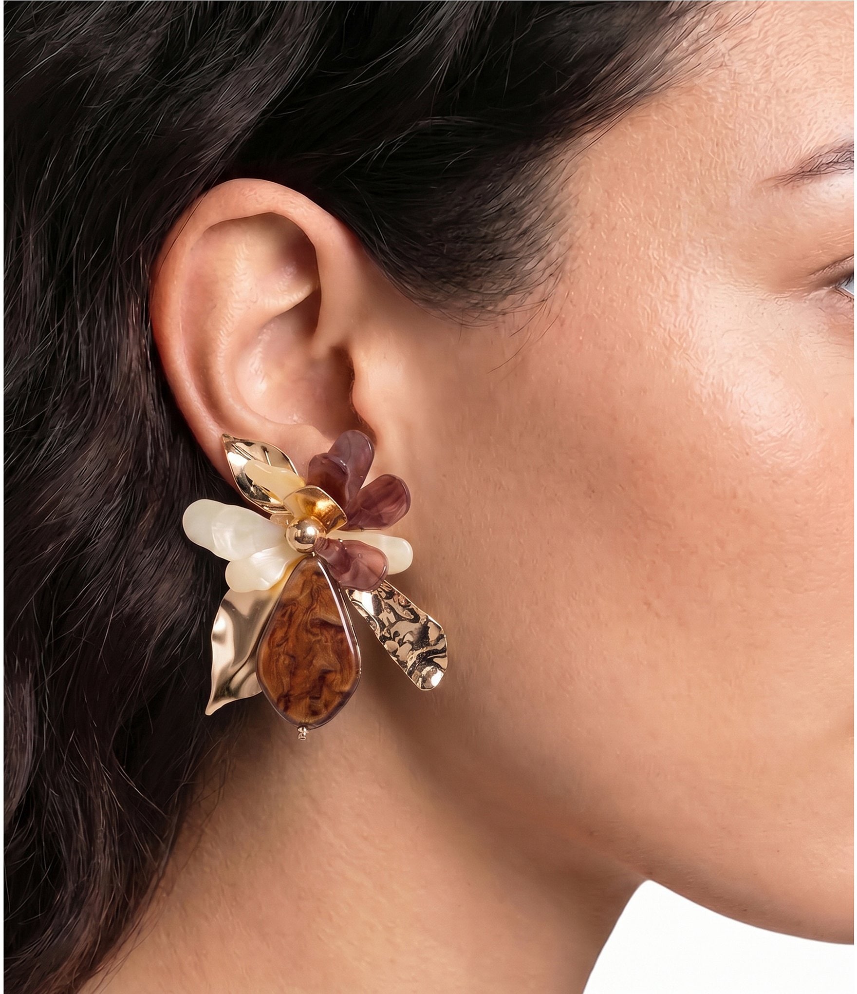 Natasha Accessories XL Resin Metal Statement Stud Earrings