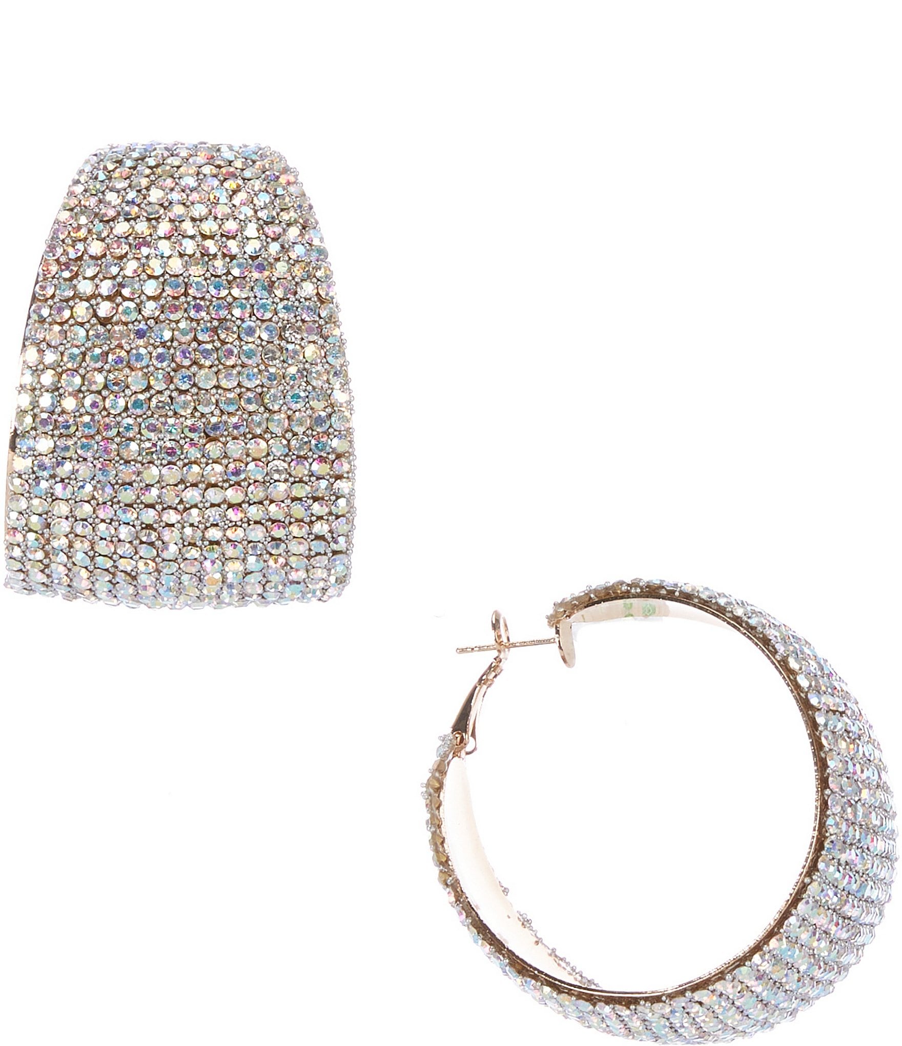 Natasha Accessories XL Rhinestone Tape Hoop Earrings