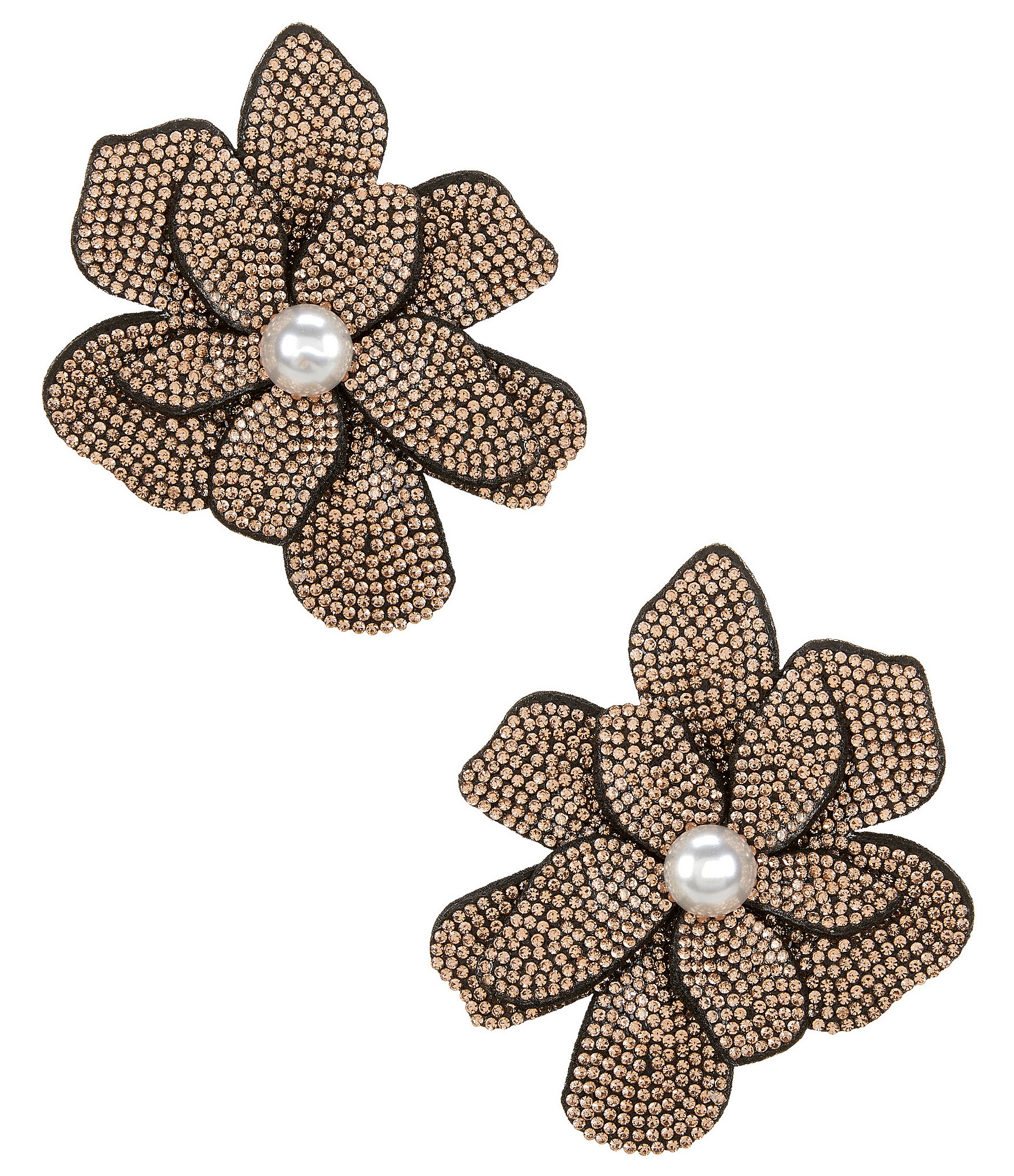 Natasha Accessories XL Stone Flower Statement Stud Earrings