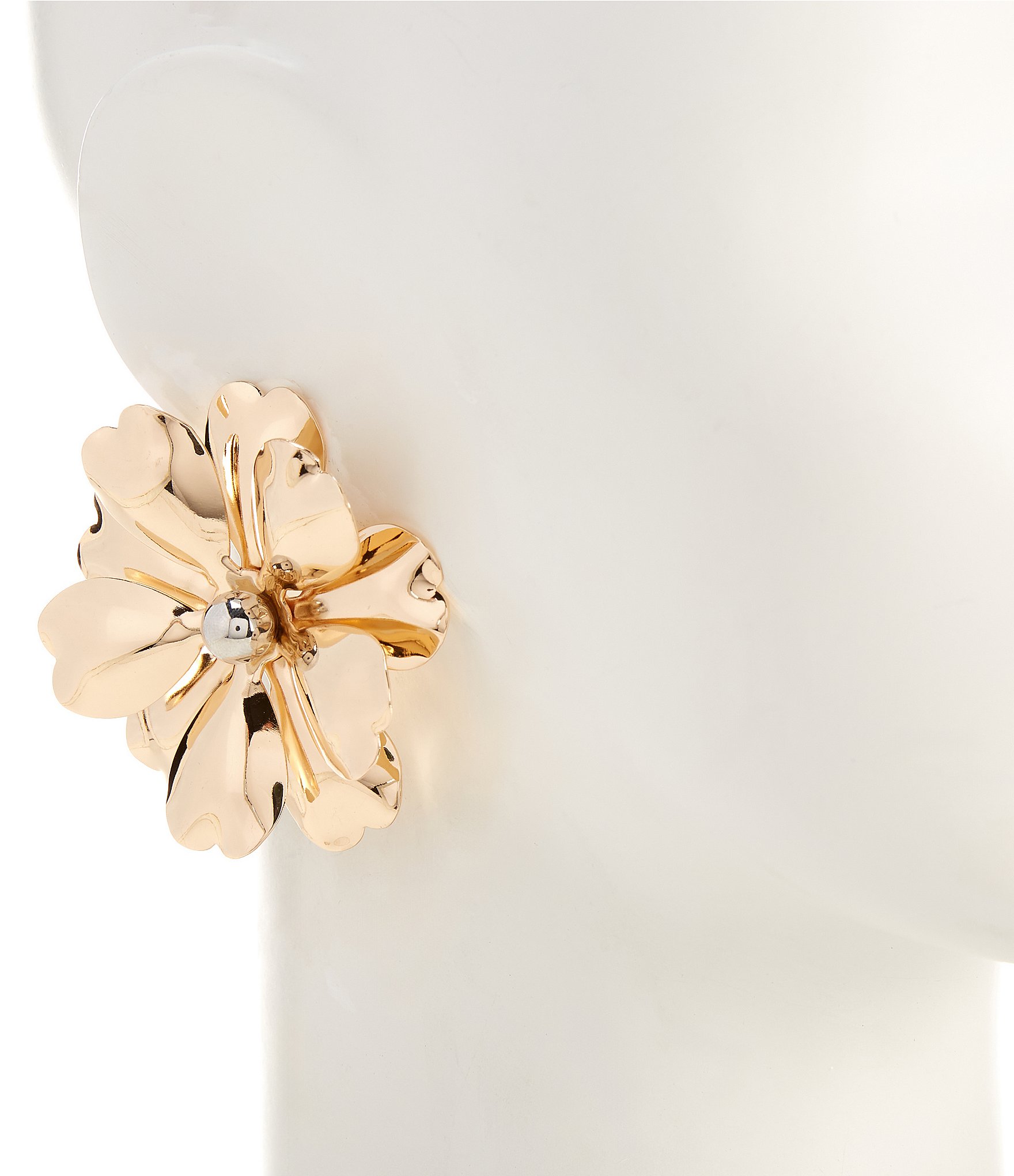 Natasha Accessories 3D Metal Flower Stud Earrings