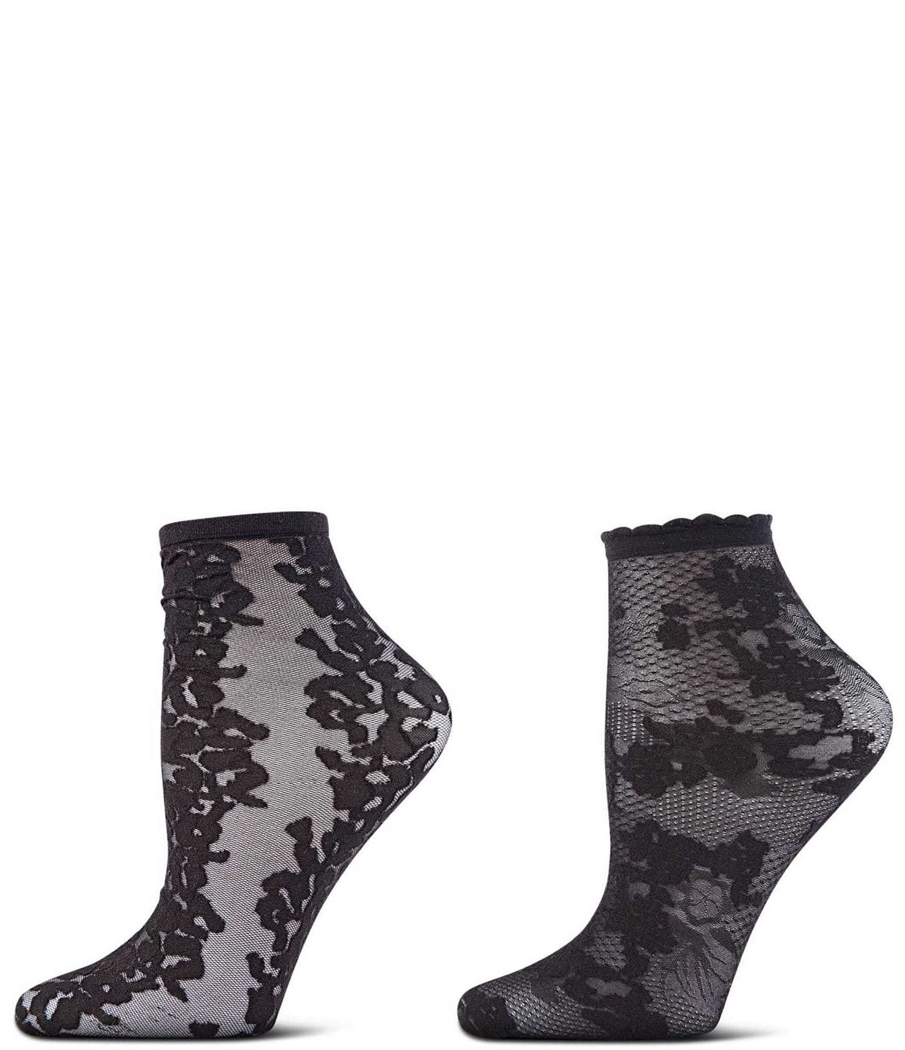 Natori Animal Print And Lace Sheer Shortie Socks, 2 Pack