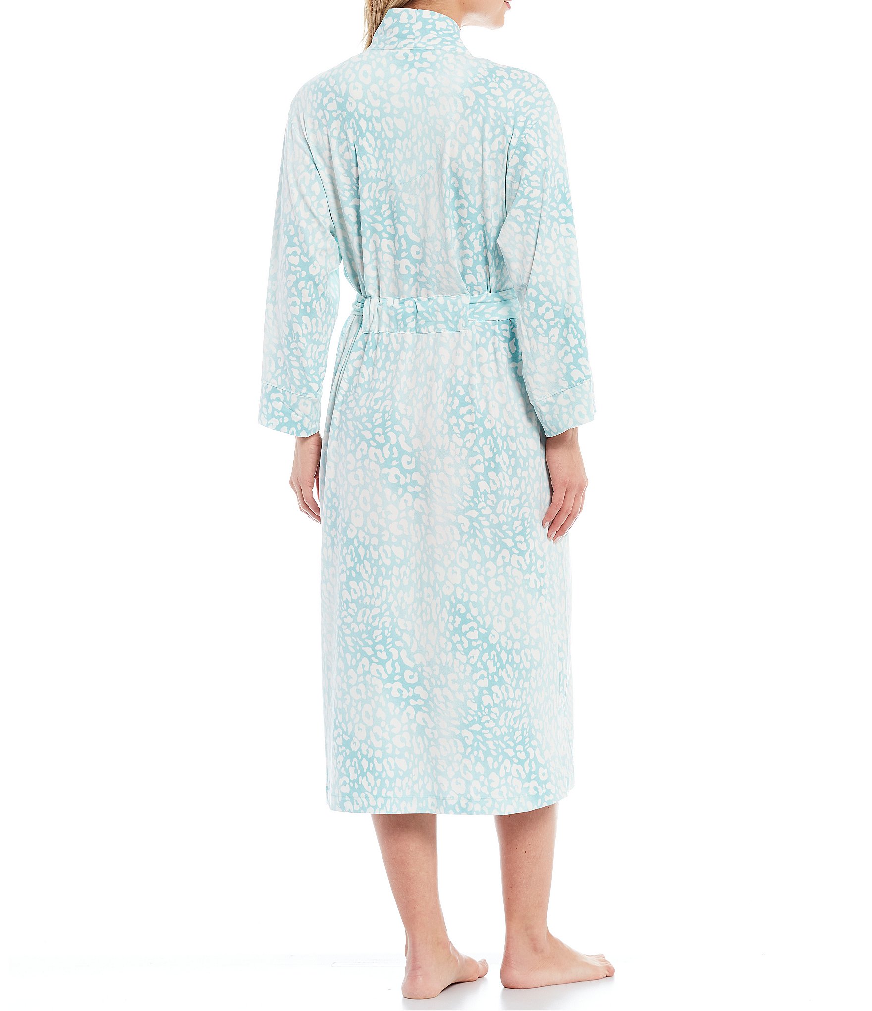 Natori Misty Leopard Print Long Sleeve Knit Robe