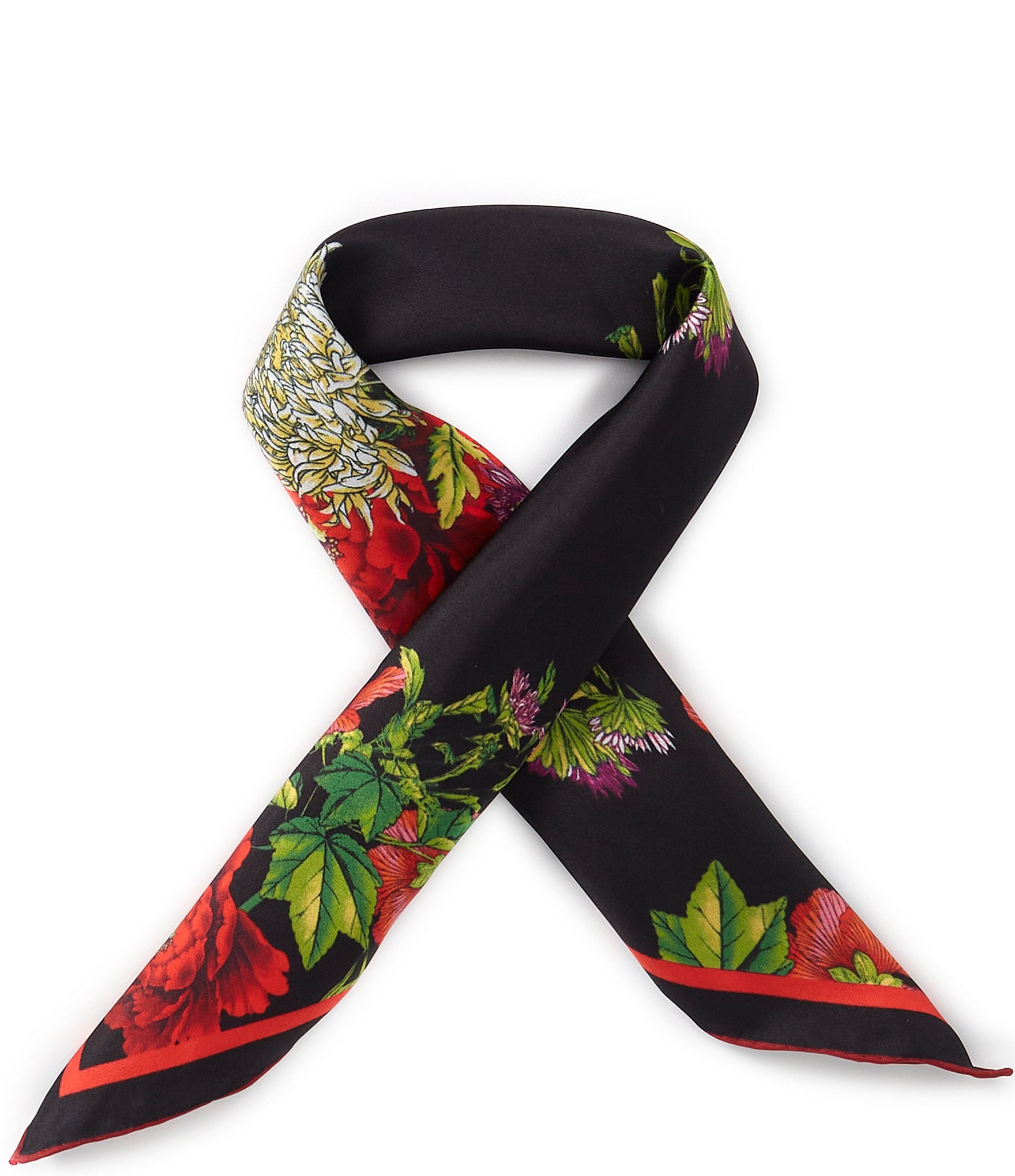 Natori Chrysanthemum Print Silk Square Scarf