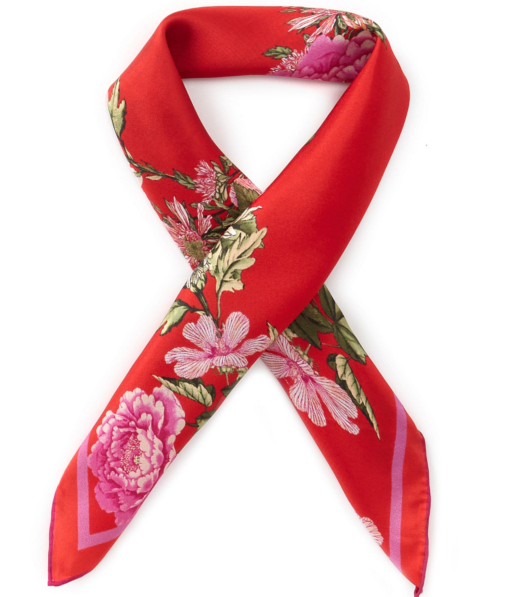 Natori Chrysanthemum Print Silk Square Scarf