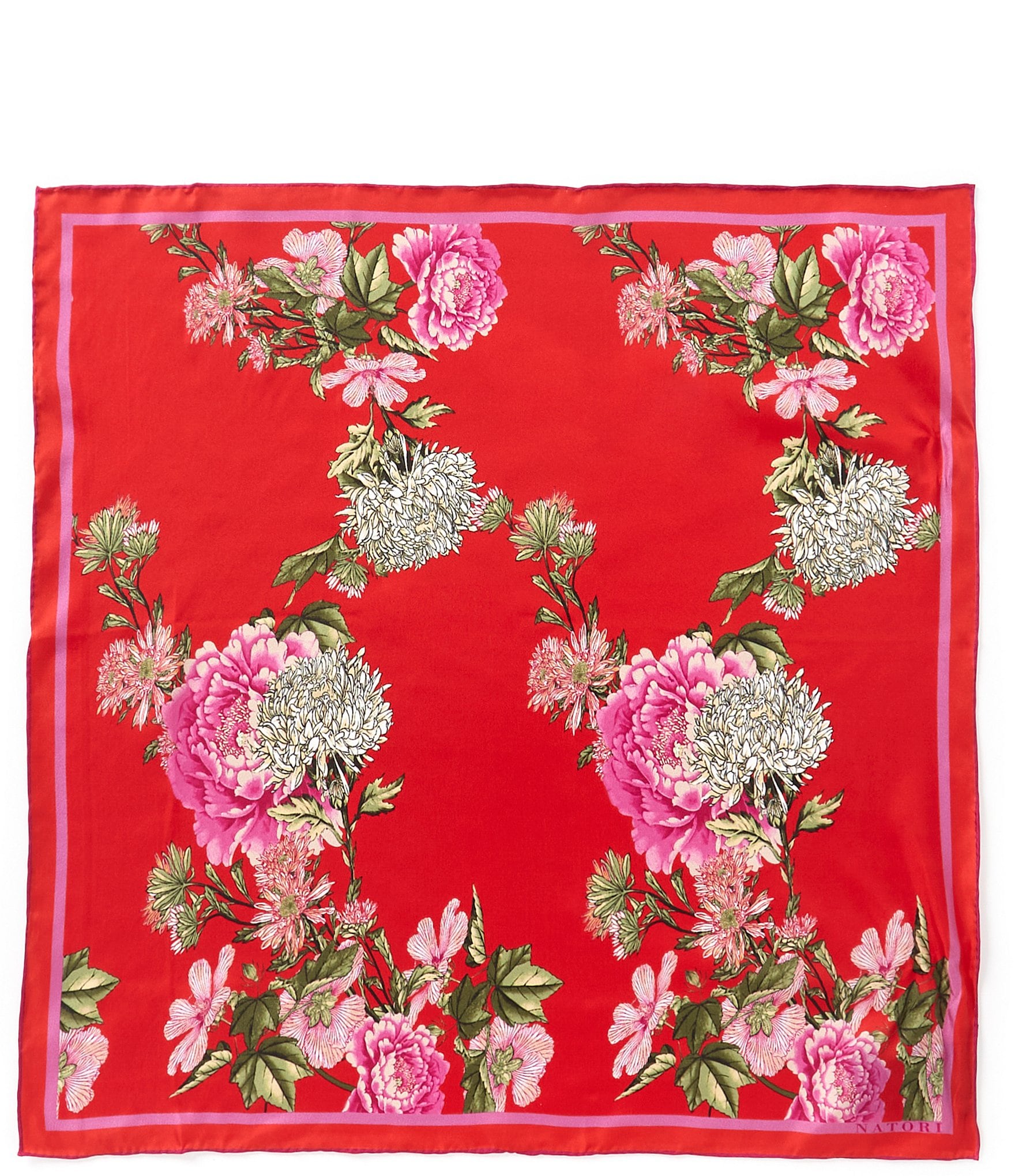 Natori Chrysanthemum Print Silk Square Scarf