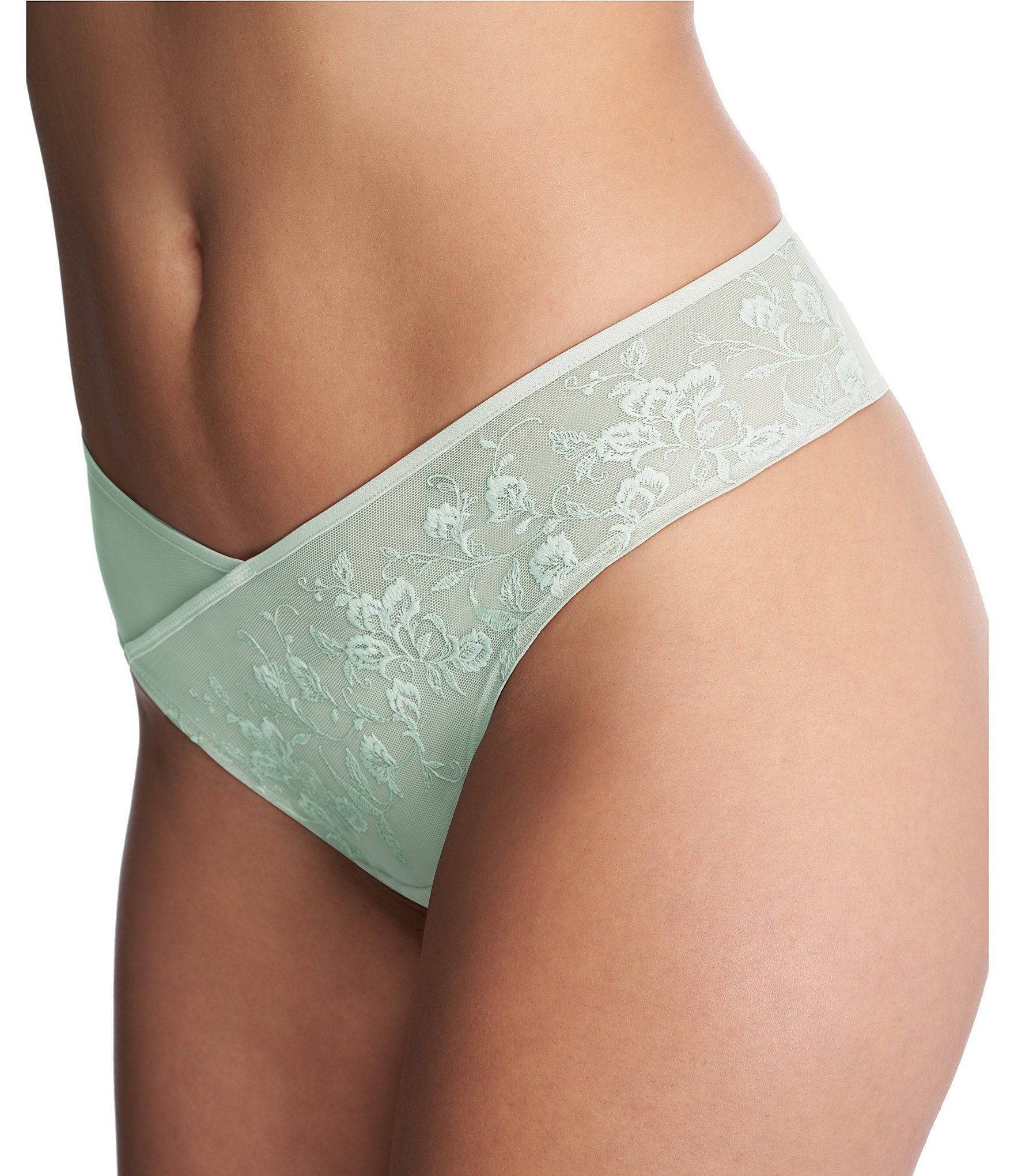 Natori Flawless Sheer Lace Embroidered Thong Panty