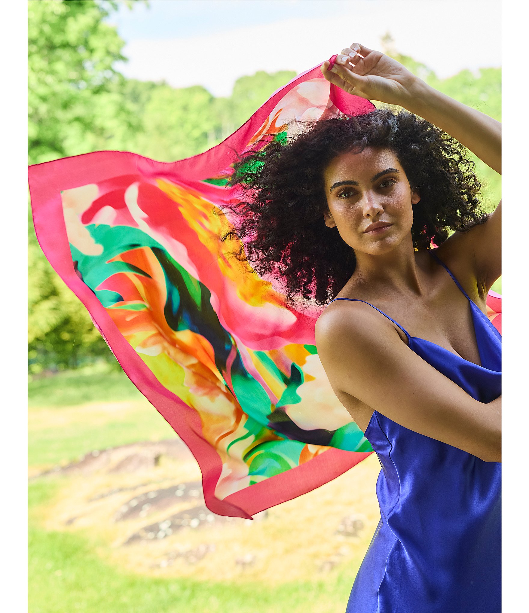 Natori Garbo Print Silk Square Scarf