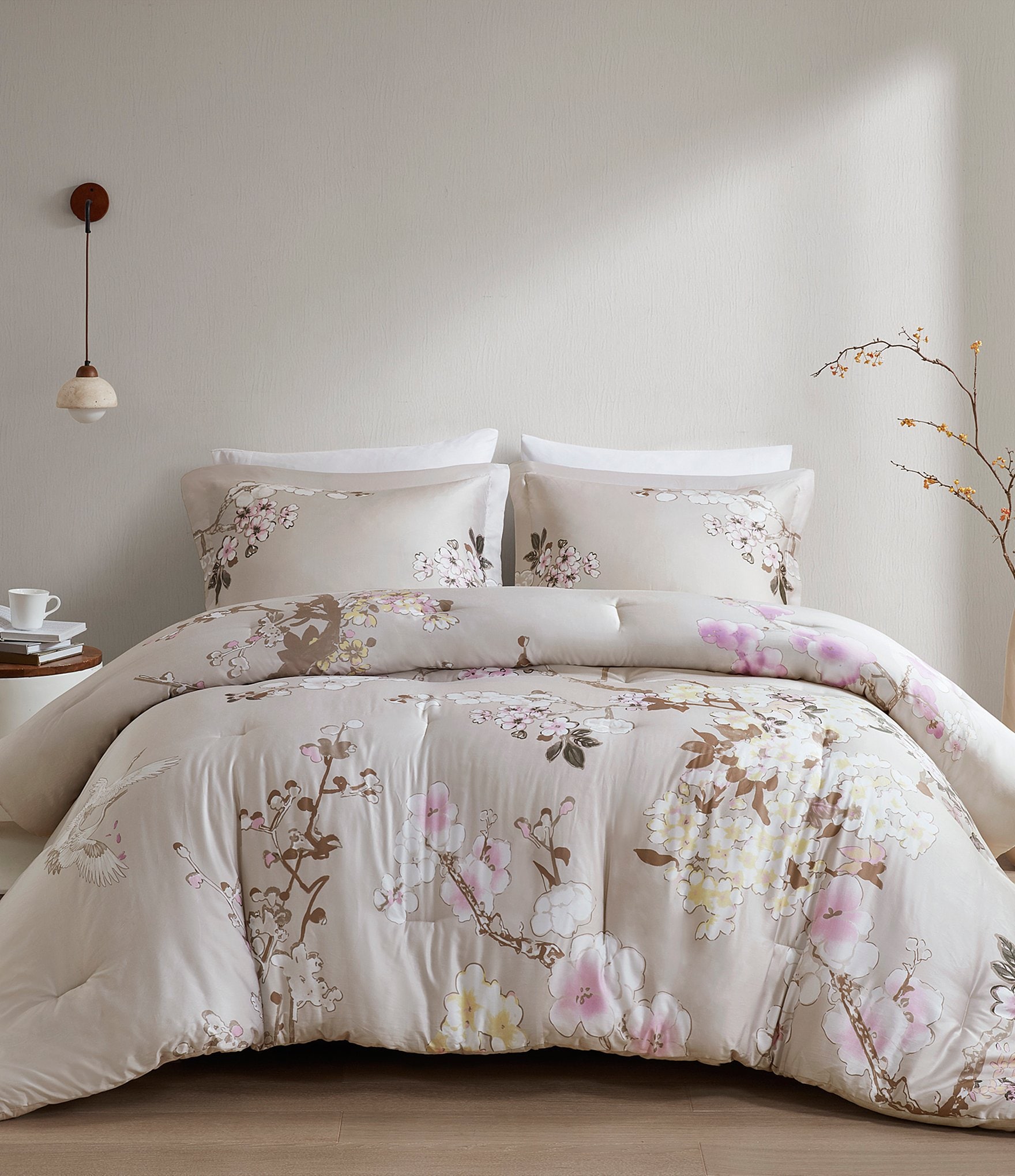 Natori Grove Floral Print Oversized Comforter Mini Set