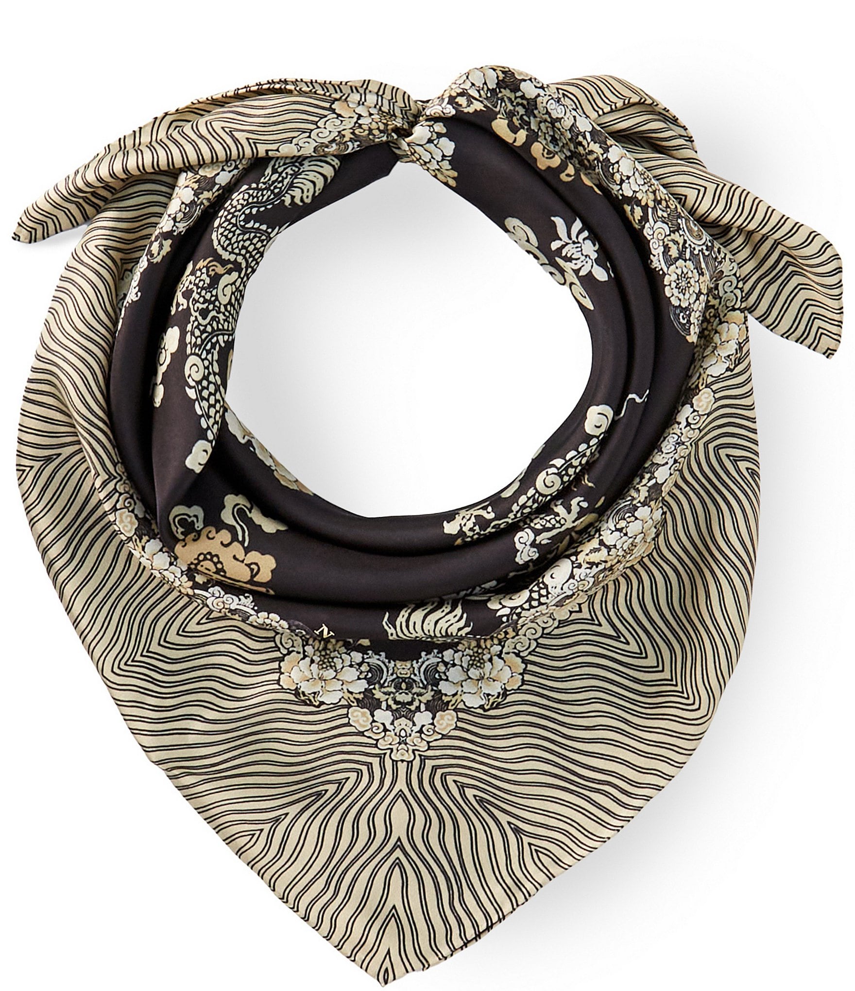 Natori Imperial Dragon Print Silk Square Scarf