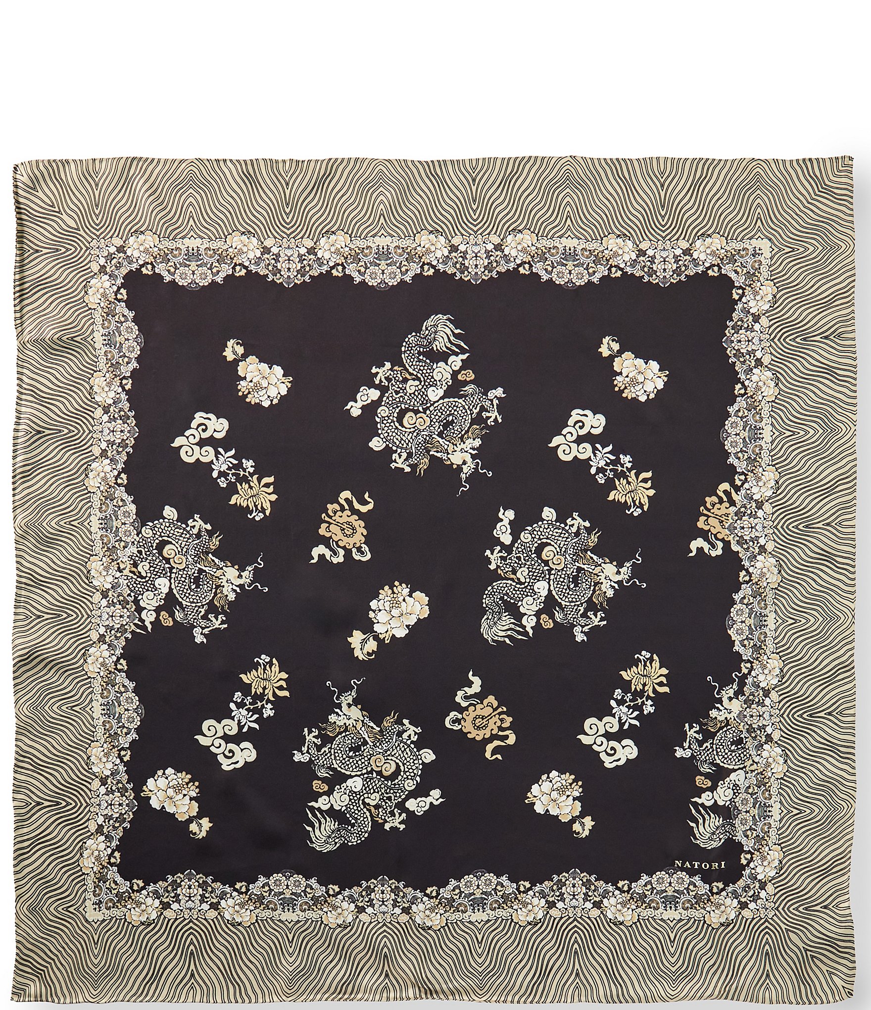 Natori Imperial Dragon Print Silk Square Scarf