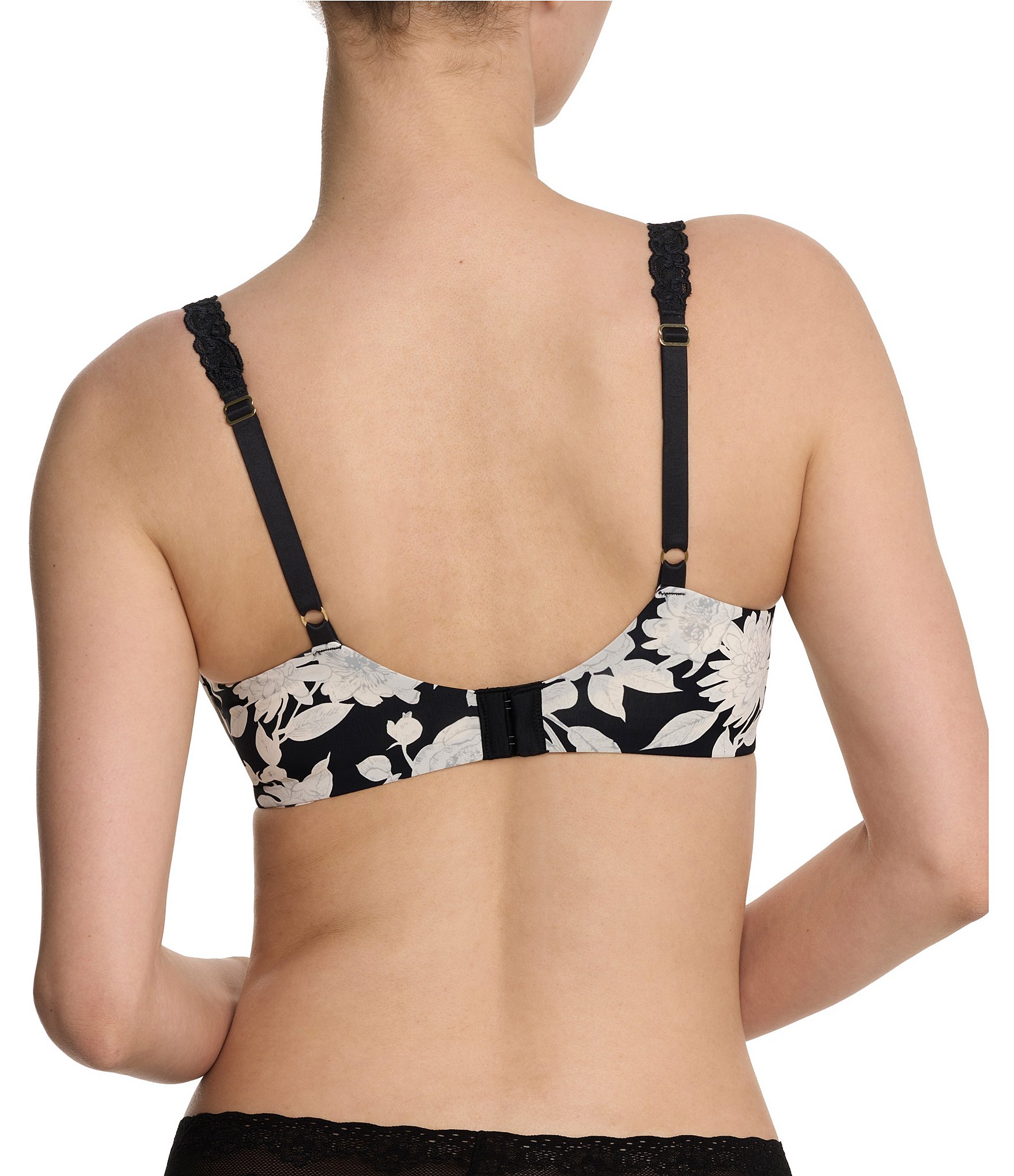 Natori Pure Luxe Seamless Full-Busted Underwire U-Back Contour T-Shirt Floral Print Bra