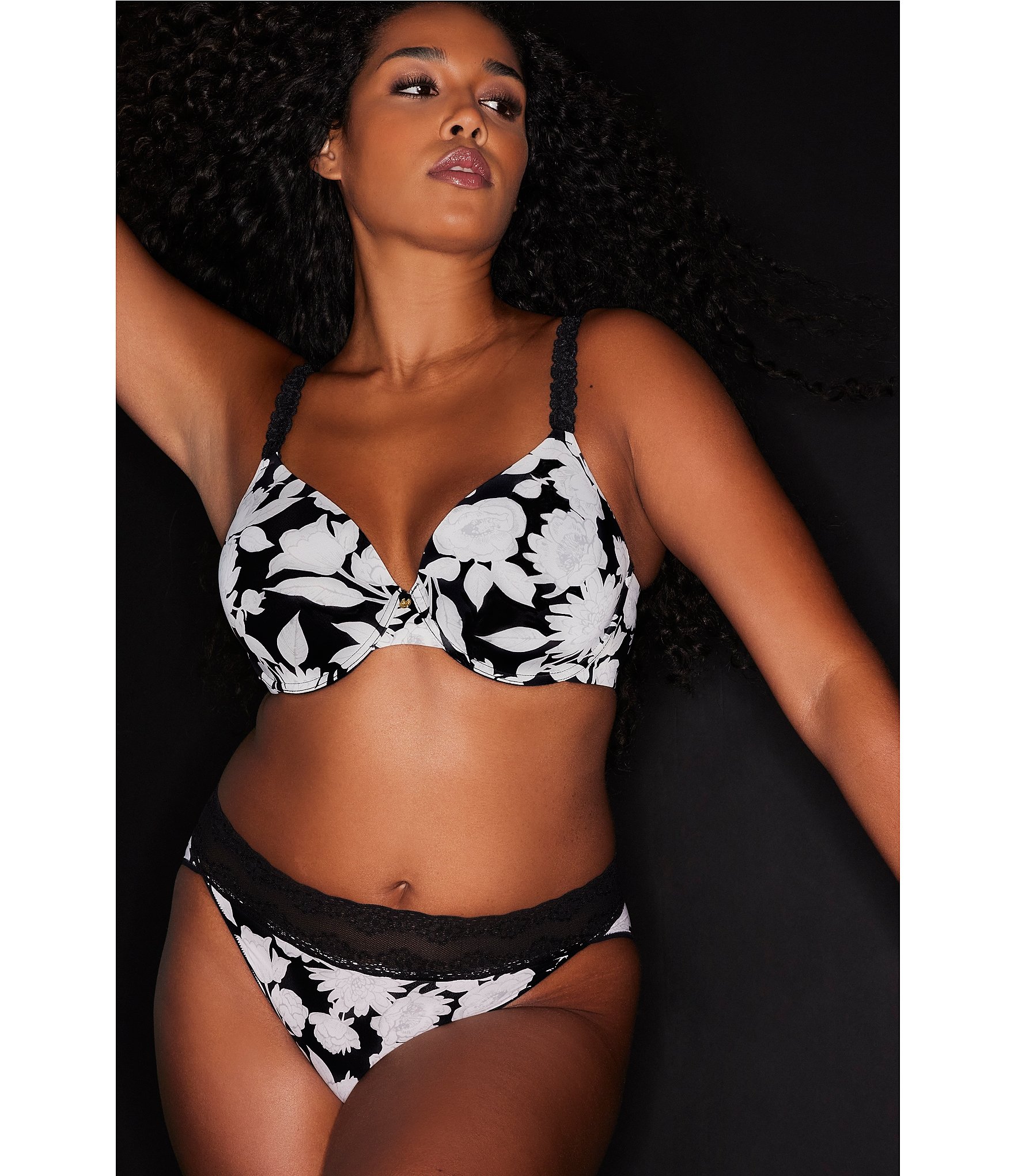 Natori Pure Luxe Seamless Full-Busted Underwire U-Back Contour T-Shirt Floral Print Bra