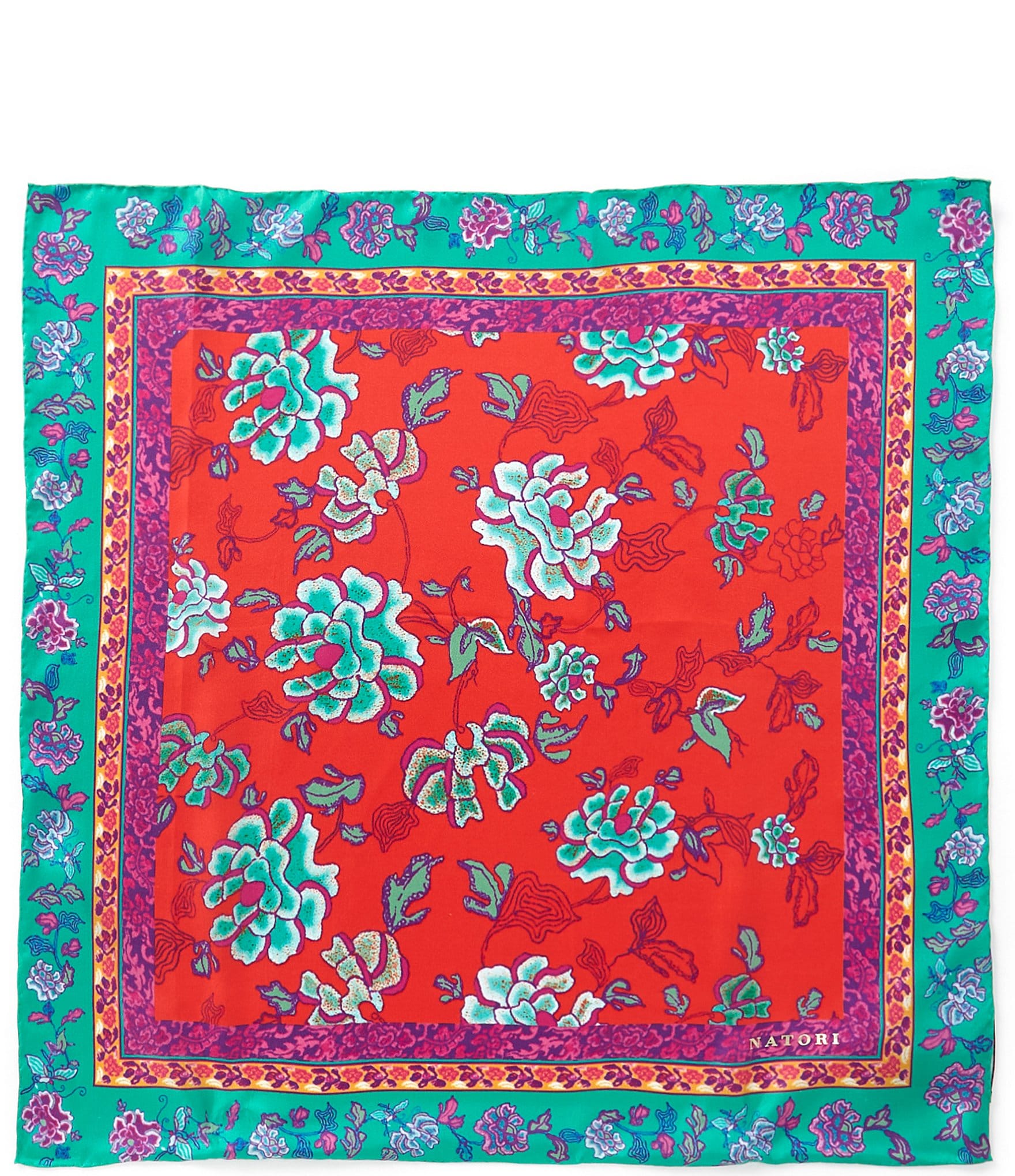 Natori Ume Print Silk Square Scarf