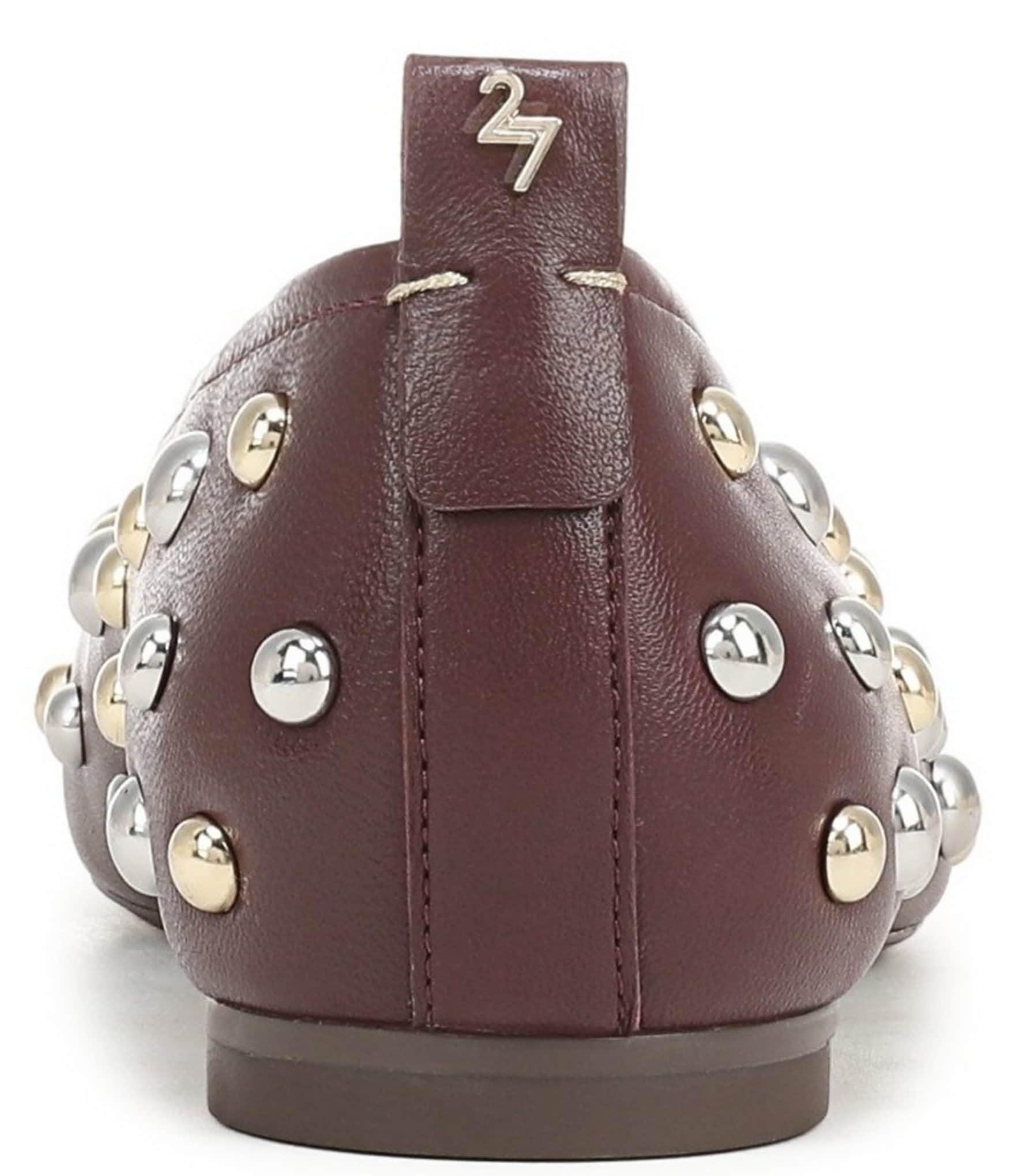 Naturalizer 27 EDIT Carla Stud Leather Square Toe Ballet Flats