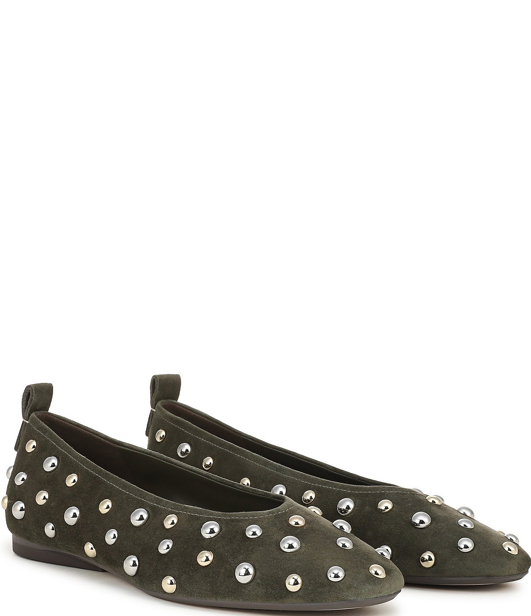 Naturalizer 27 EDIT Carla Stud Suede Square Toe Ballet Flats