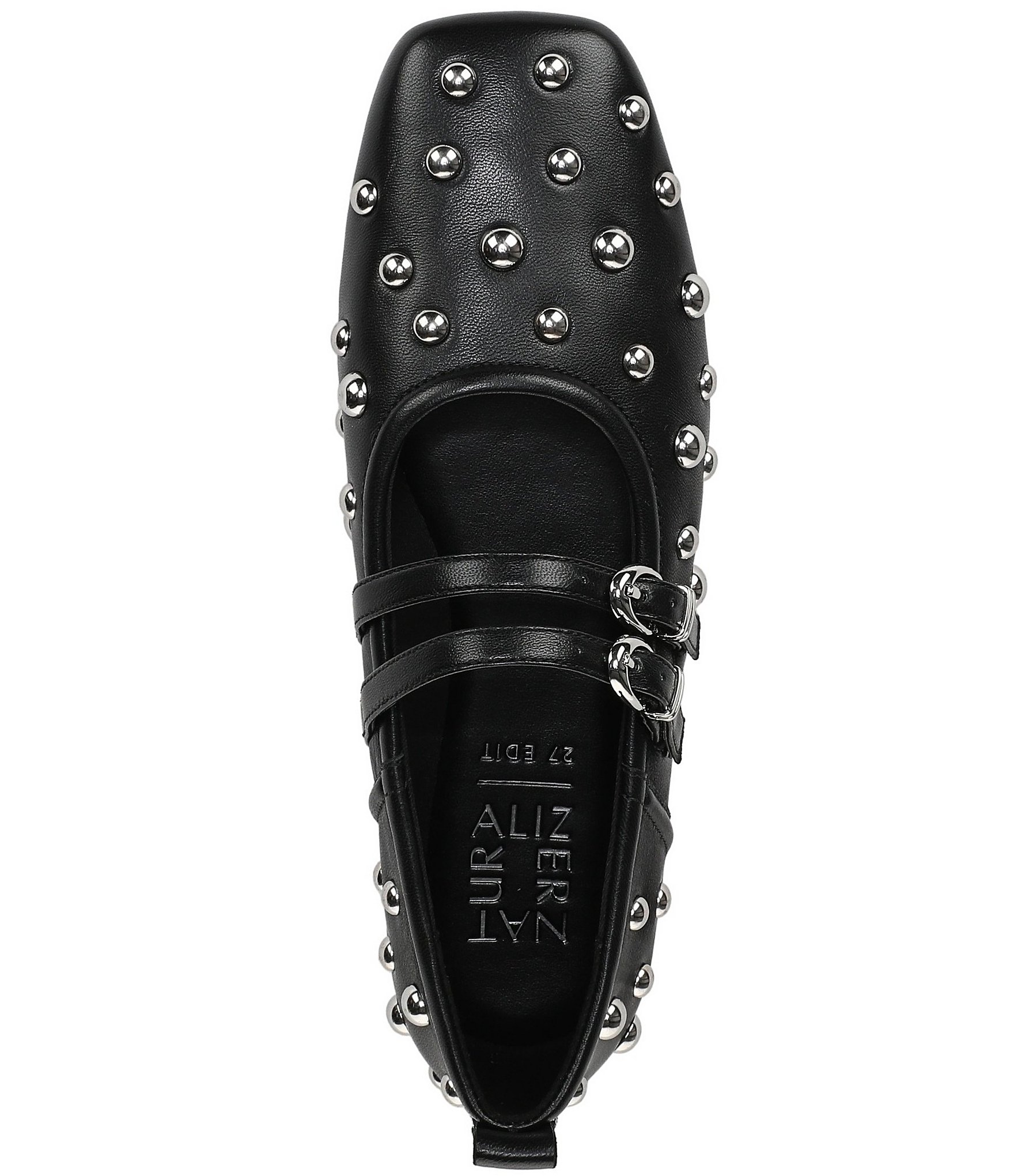 Naturalizer 27 EDIT Dawn Studded Leather Square Toe Mary Jane Flats