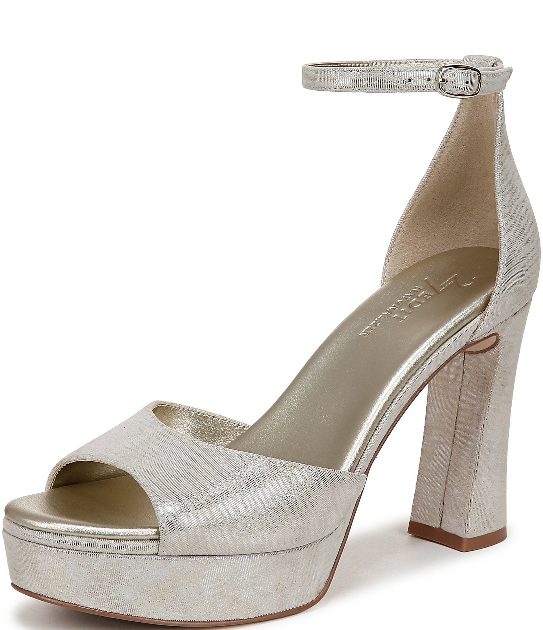 Naturalizer 27 EDIT Delphie Metallic Leather Ankle Strap Platform Dress Sandals