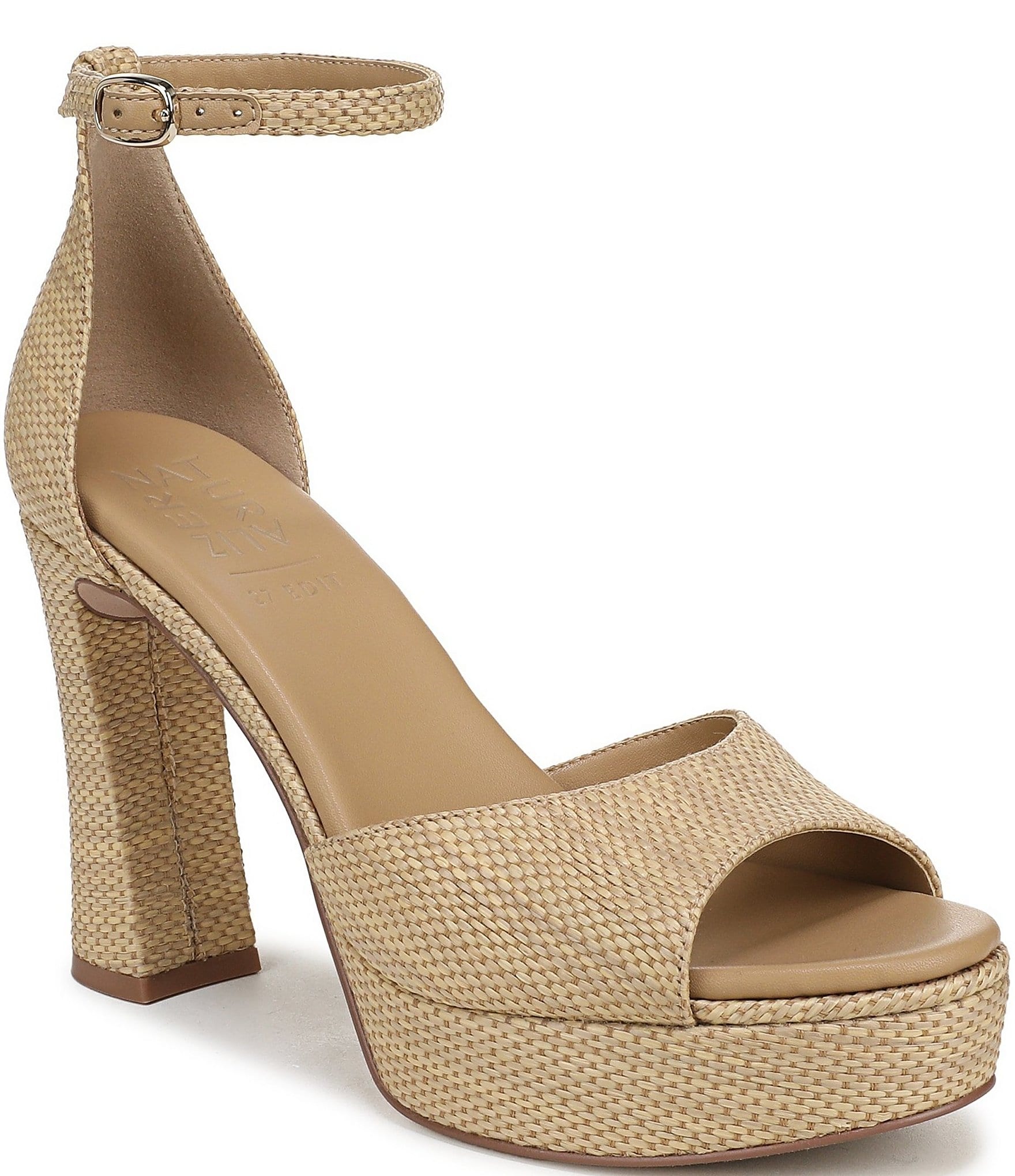 Naturalizer 27 EDIT Delphie Raffia Ankle Wrap Platform Dress Sandals