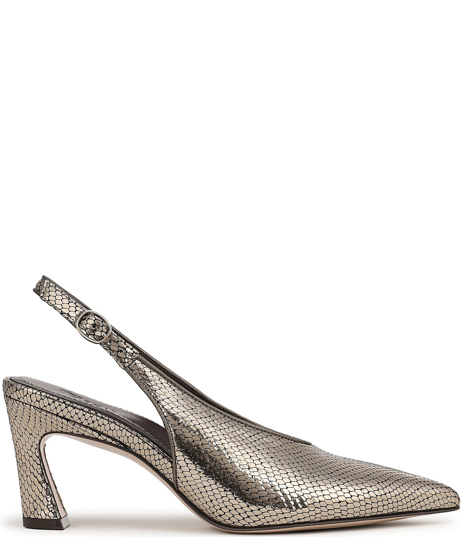 Naturalizer 27 EDIT Elaine Metallic Snake Print Leather Pointed Toe Slingback Pumps
