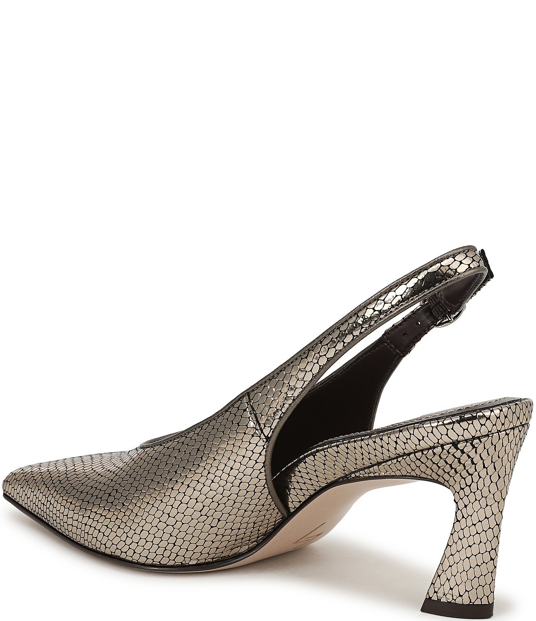 Naturalizer 27 EDIT Elaine Metallic Snake Print Leather Pointed Toe Slingback Pumps
