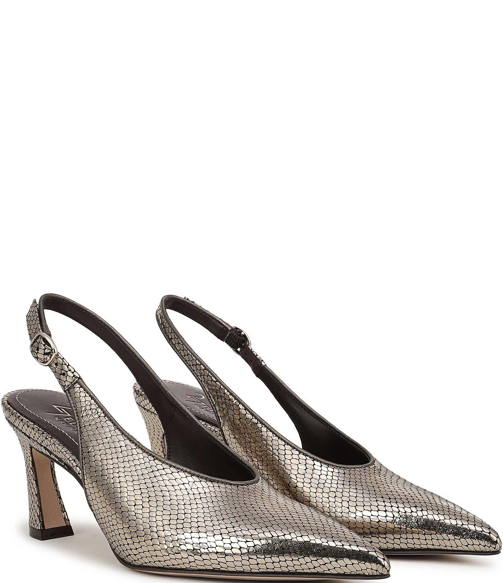 Naturalizer 27 EDIT Elaine Metallic Snake Print Leather Pointed Toe Slingback Pumps