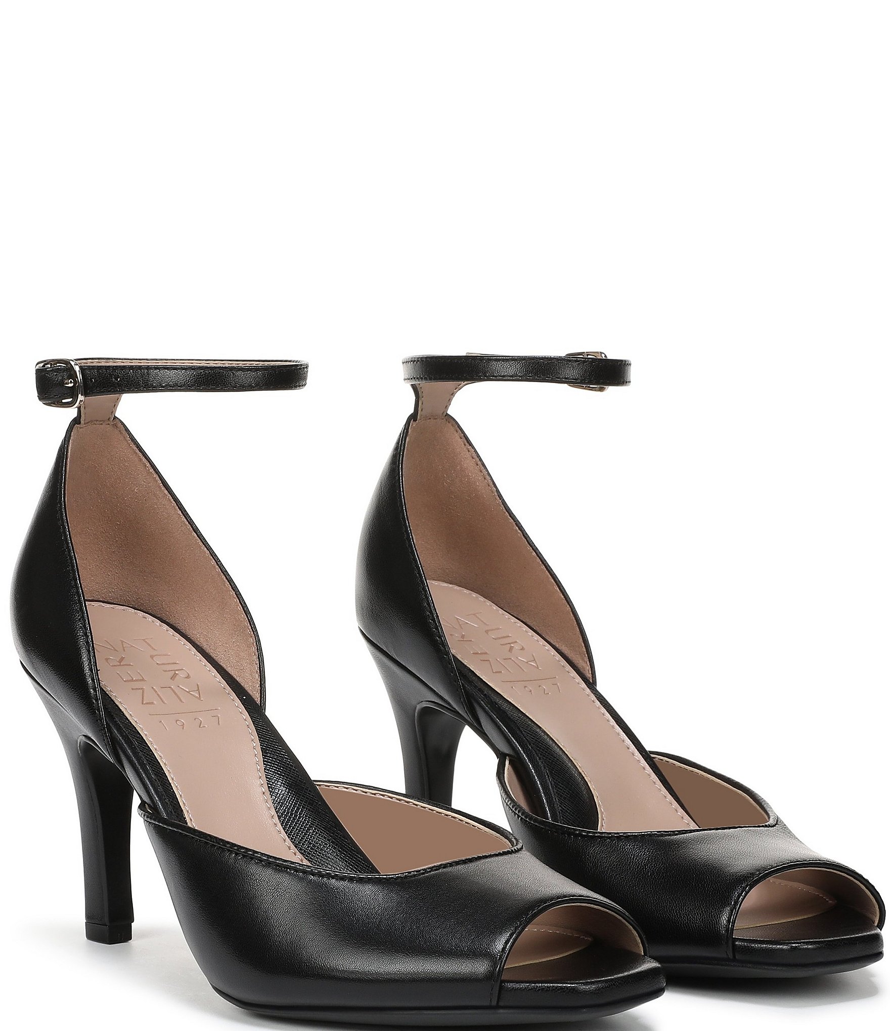 Naturalizer Asha Leather Ankle Strap Peep Toe Dress Pumps