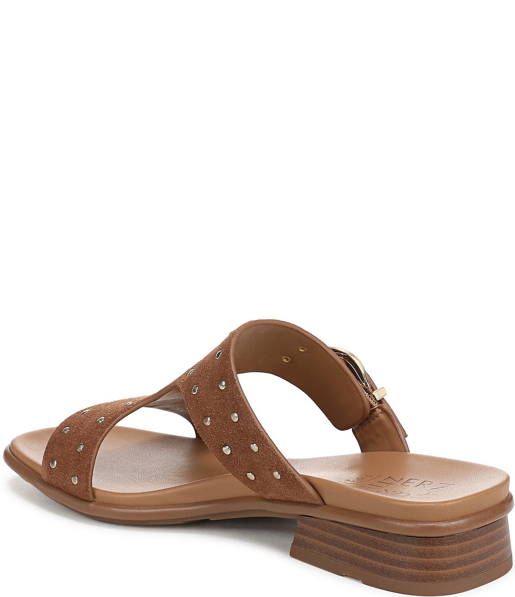 Naturalizer Beach Studded Suede T-Strap Slide Sandals