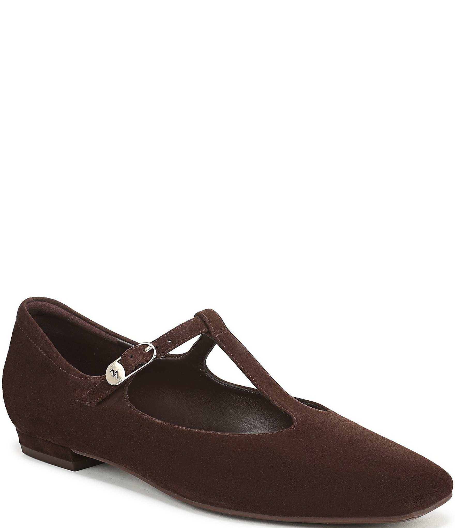 Naturalizer Bella Suede Square Toe T-Strap Mary Jane Flats