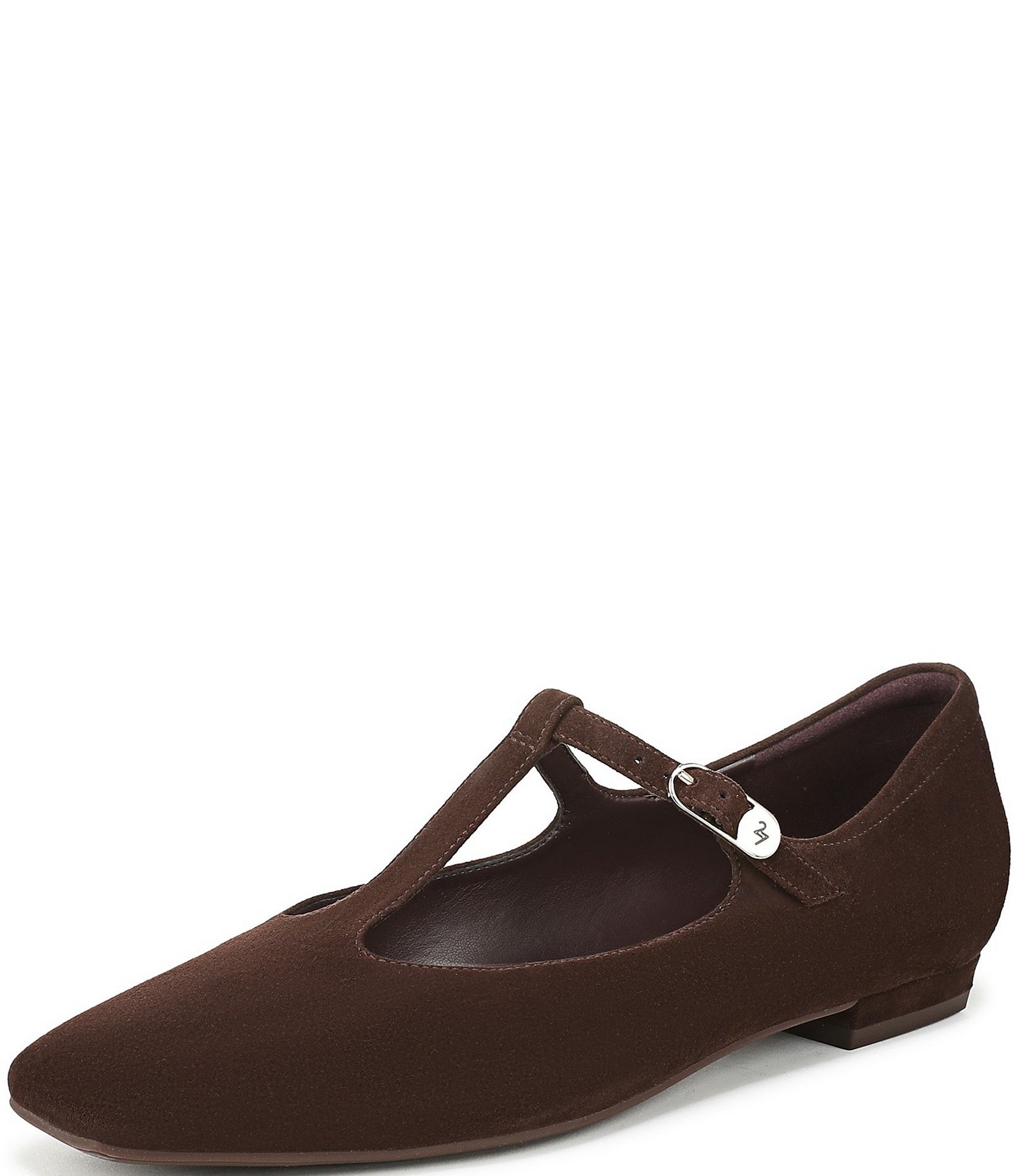 Naturalizer Bella Suede Square Toe T-Strap Mary Jane Flats