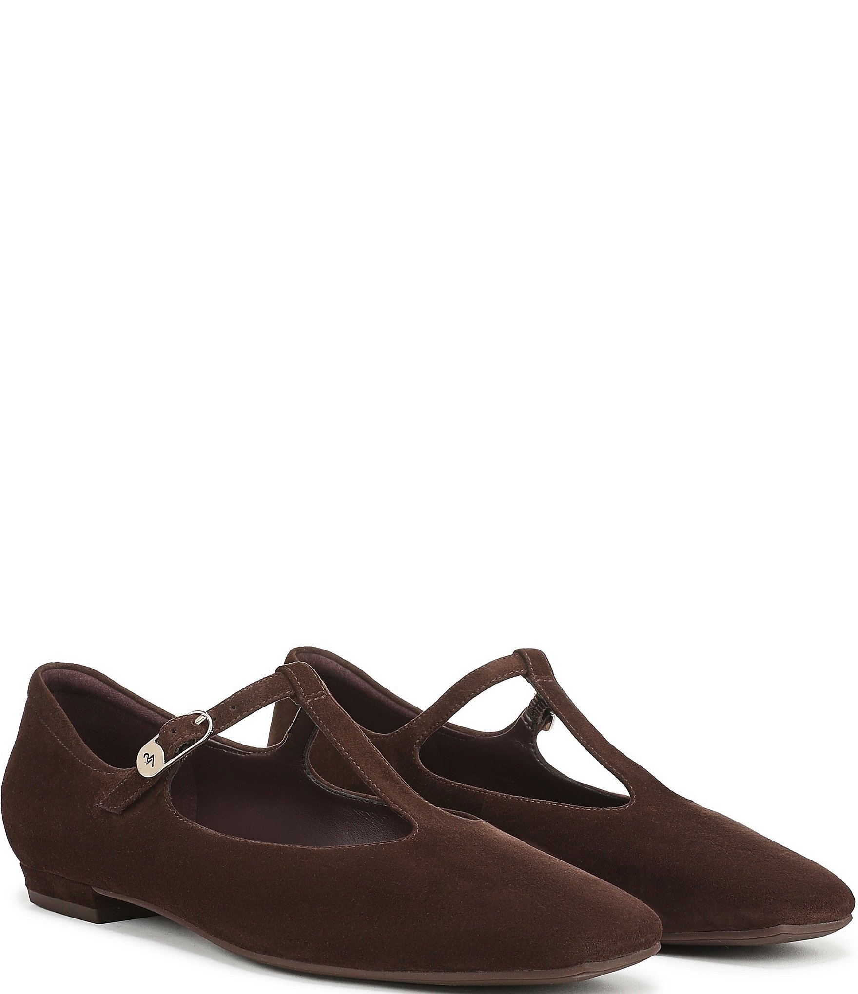 Naturalizer Bella Suede Square Toe T-Strap Mary Jane Flats