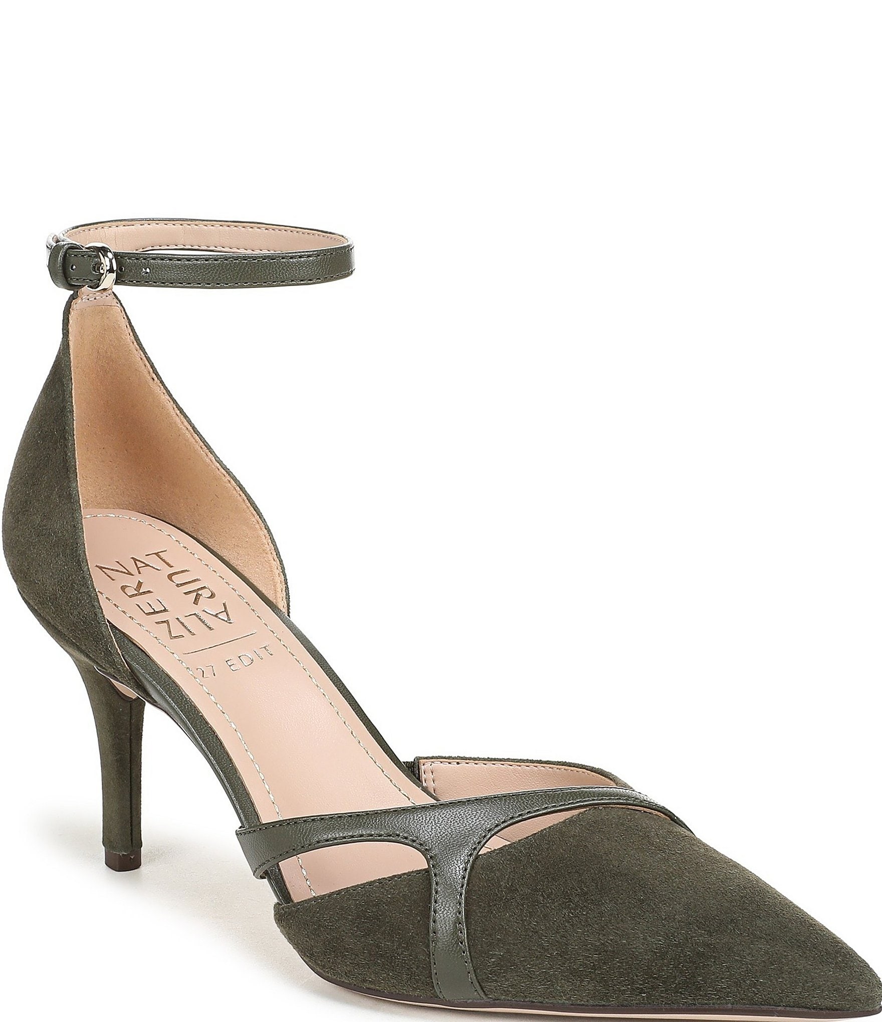 Naturalizer Bliss Suede Pointed Toe Ankle Strap Dress Pumps