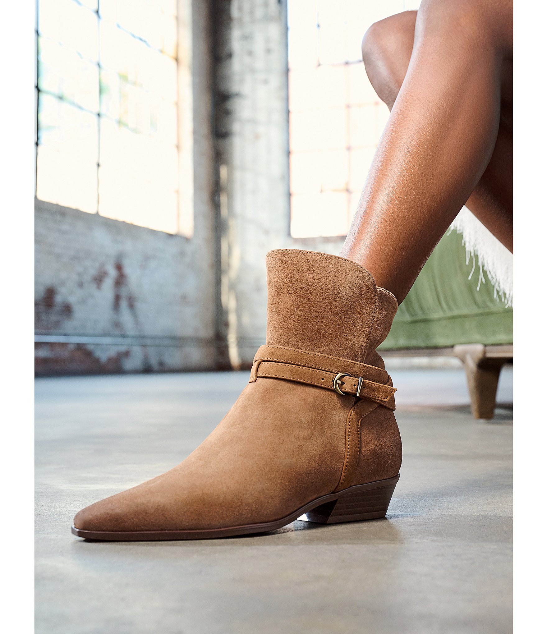 Naturalizer Boden Suede Double Strap Snip Toe Ankle Booties