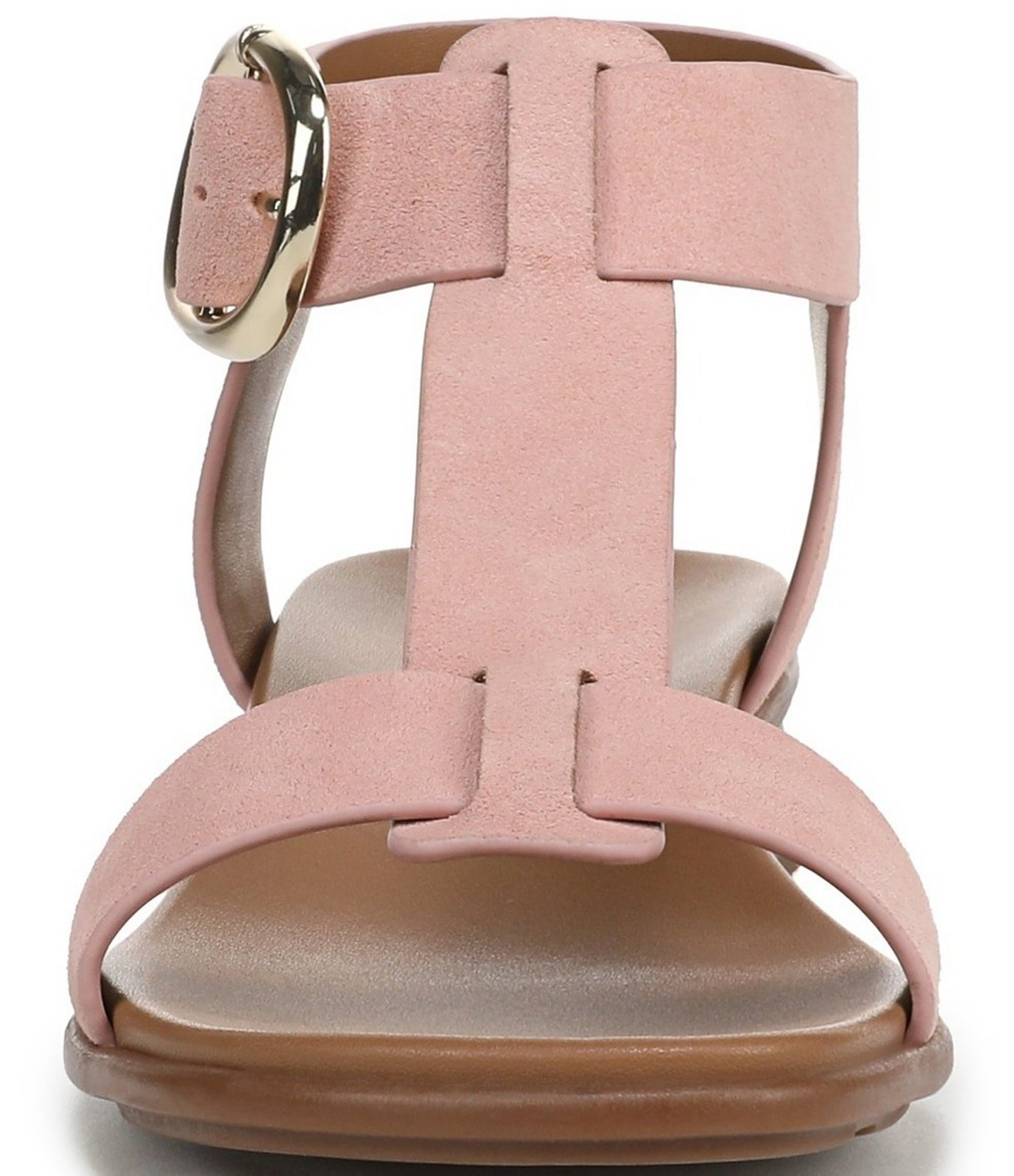 Naturalizer Brandy Suede Big Buckle Hardware T-Strap Ankle Wrap Sandals