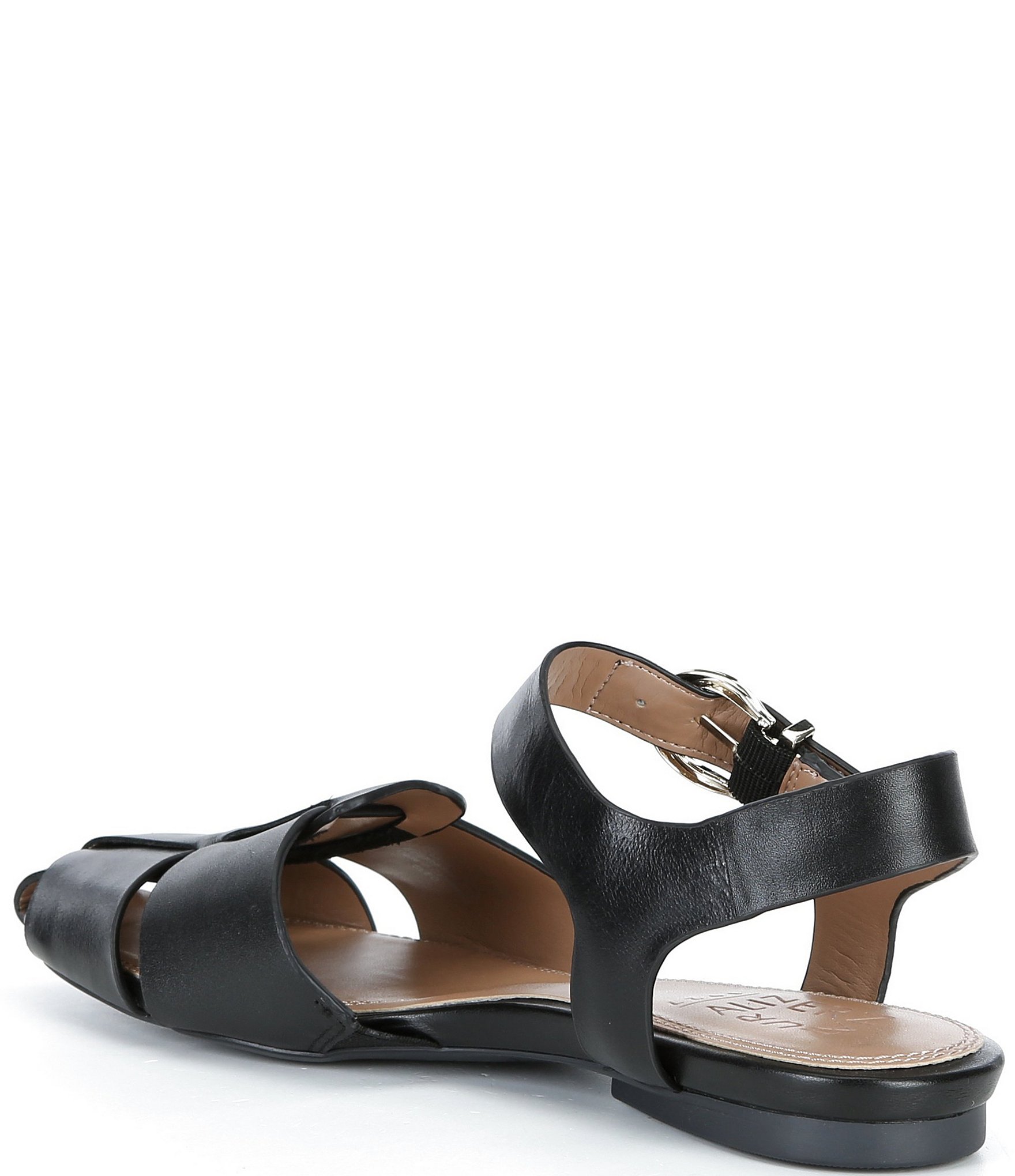 Naturalizer Cleo Leather Buckle Hardware Ankle Wrap Sandals