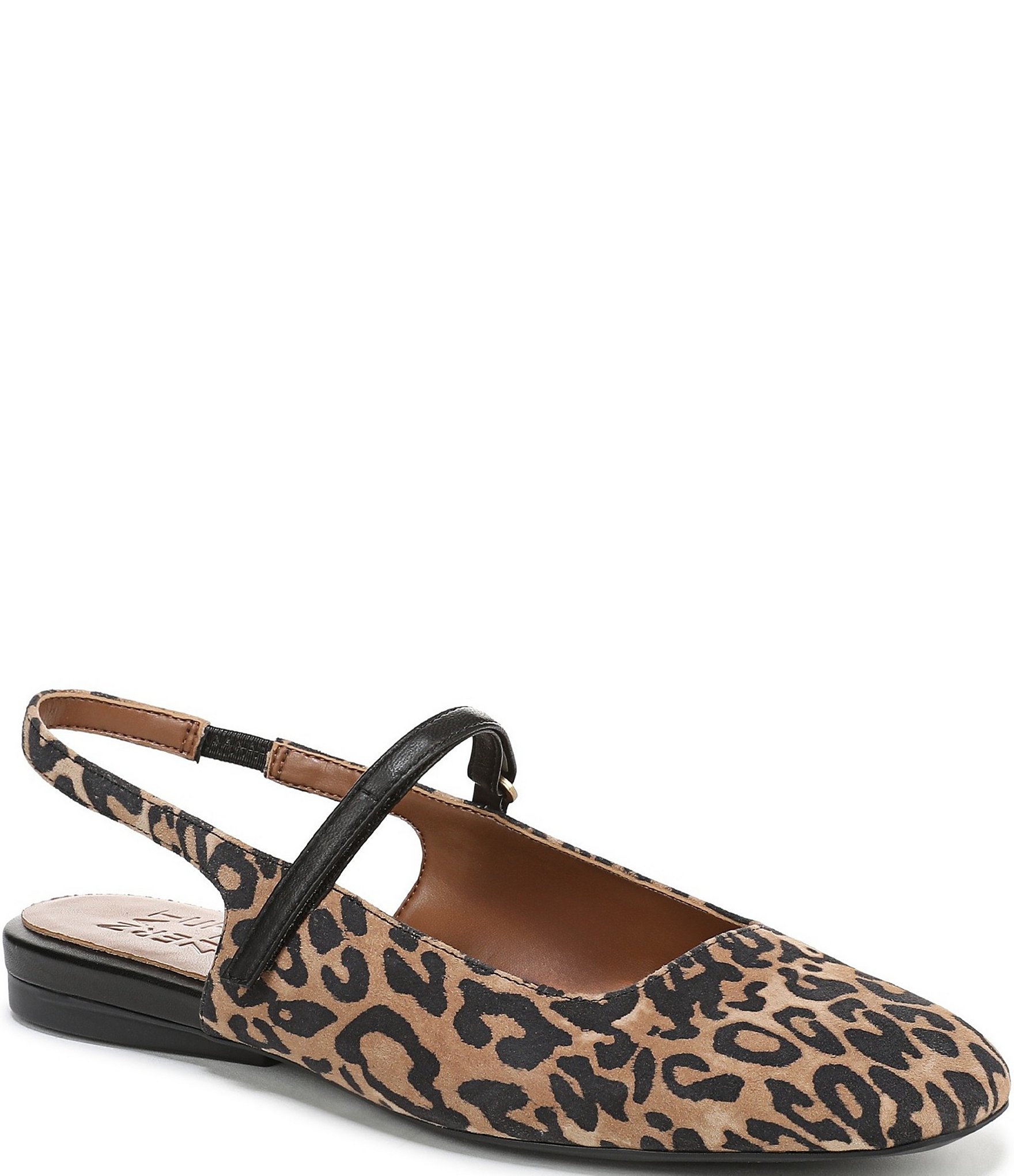 Naturalizer Connie Leopard Suede Slingback Mary Jane Square Toe Ballet Flats