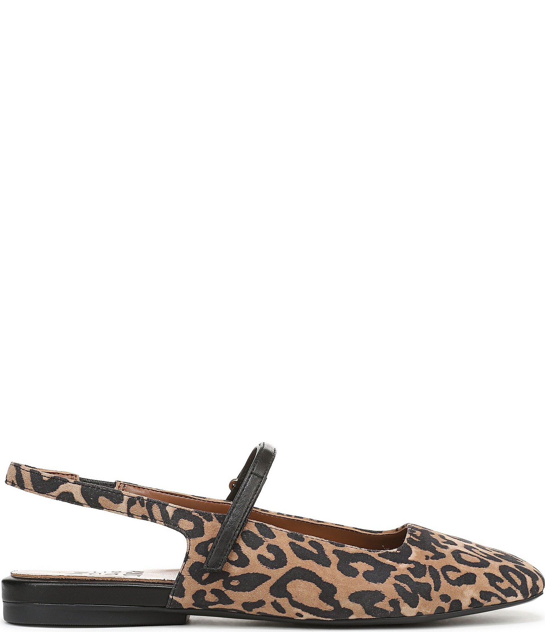 Naturalizer Connie Leopard Suede Slingback Mary Jane Square Toe Ballet Flats
