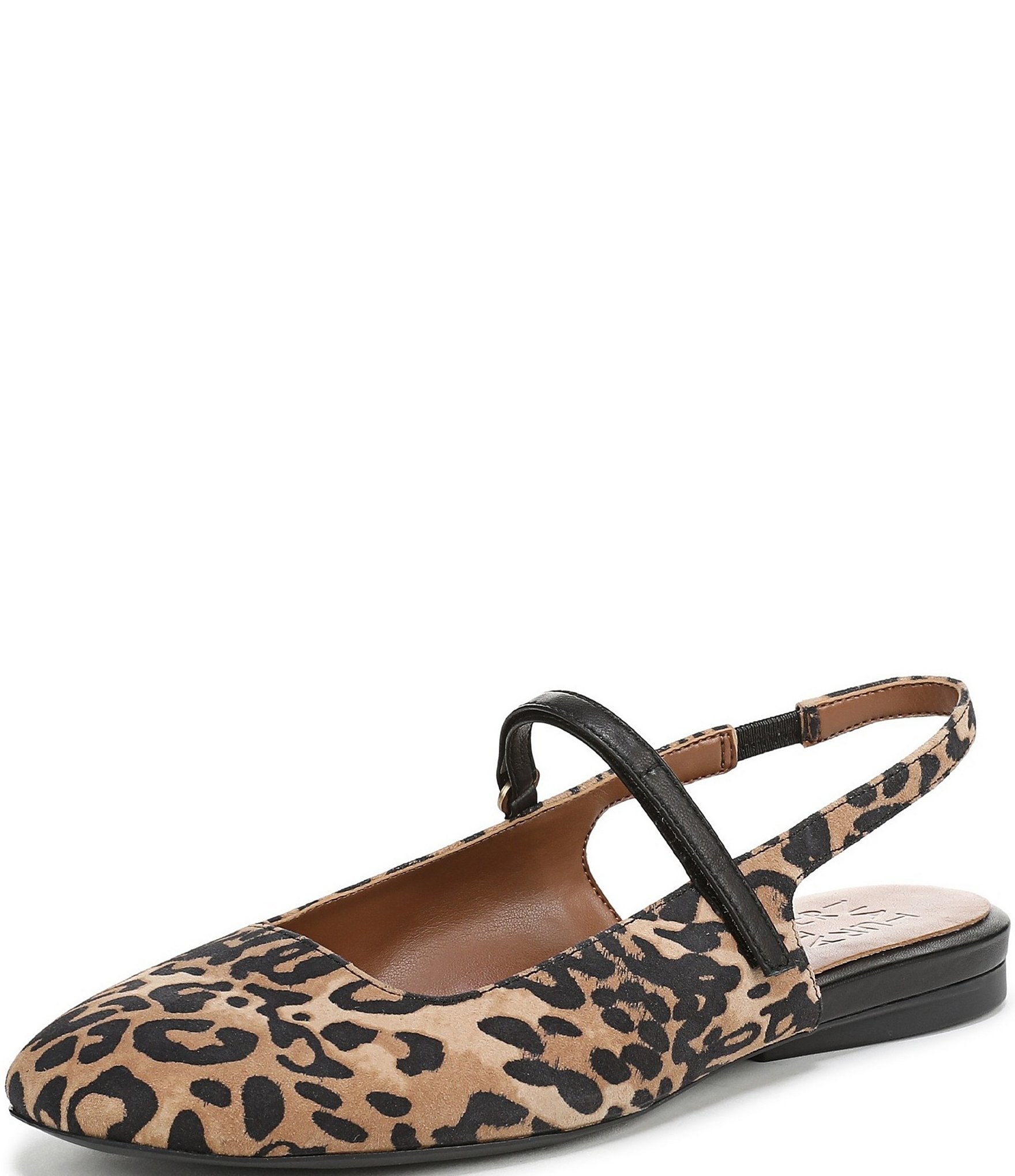 Naturalizer Connie Leopard Suede Slingback Mary Jane Square Toe Ballet Flats