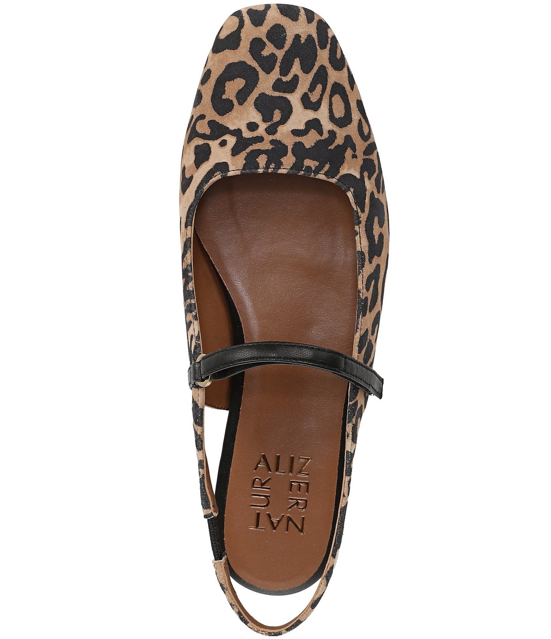 Naturalizer Connie Leopard Suede Slingback Mary Jane Square Toe Ballet Flats