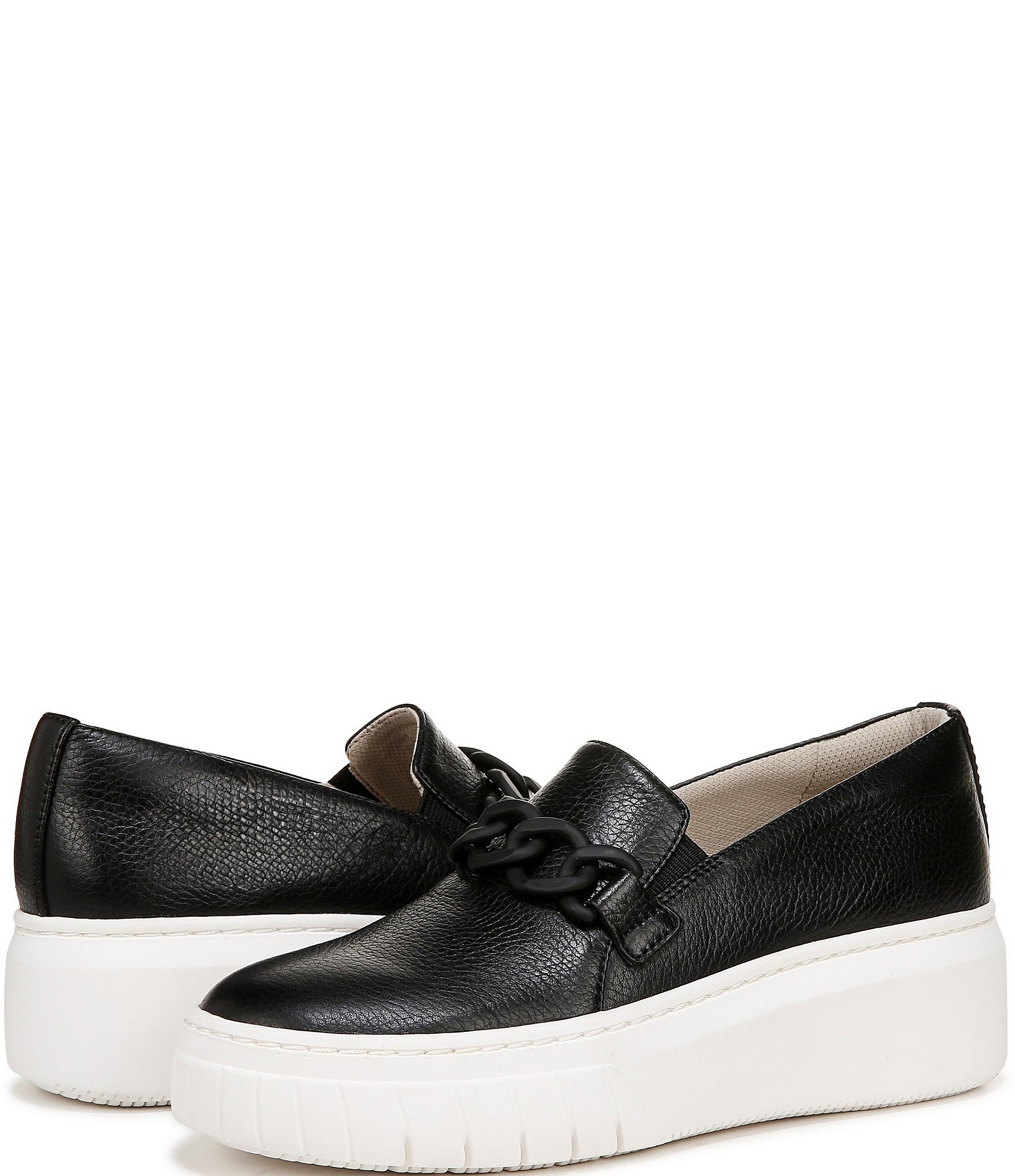 Naturalizer Daphne Leather Chain Strap Platform Slip-On Sneakers