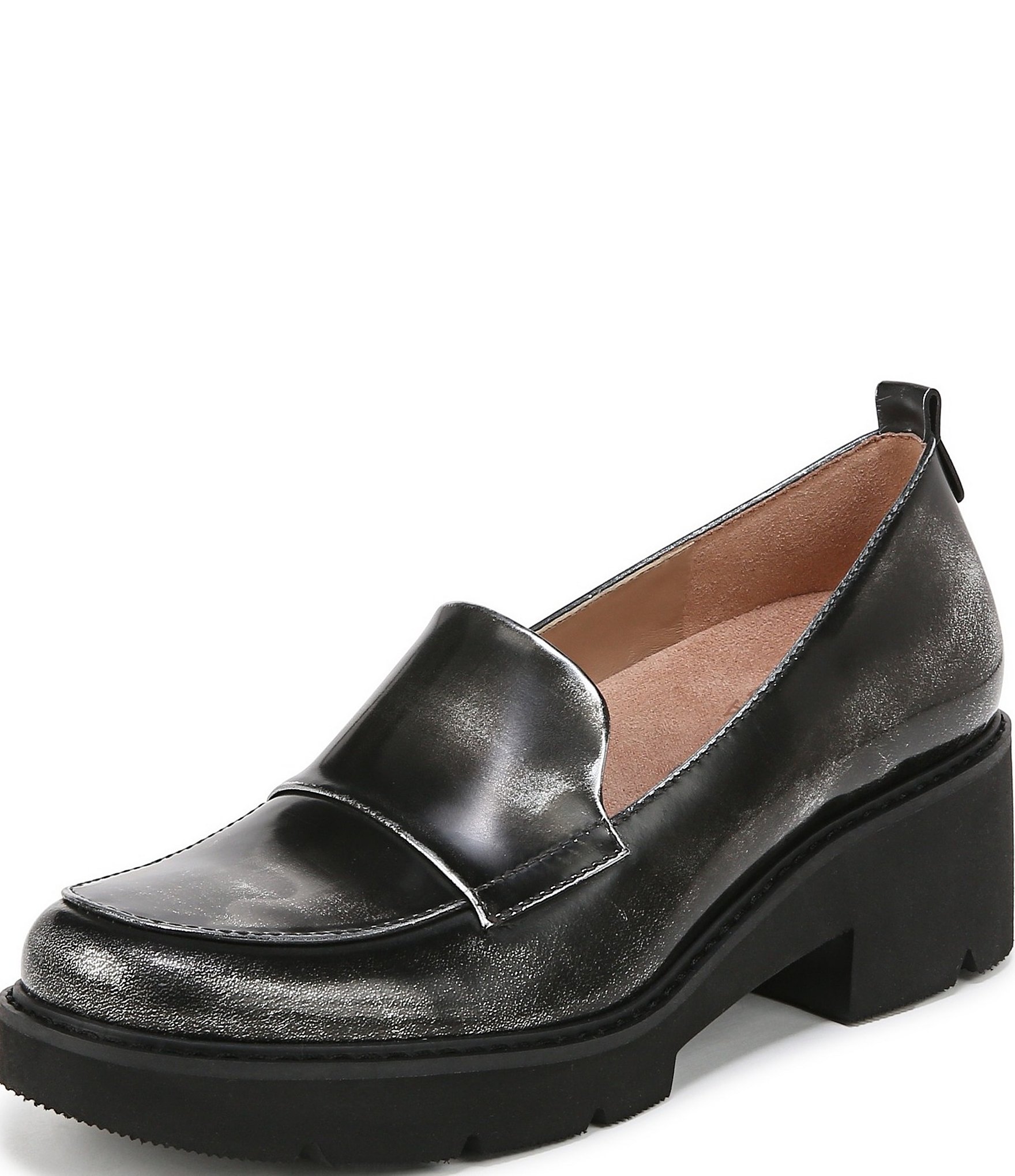 Naturalizer Darry Brushed Metallic Leather Lug Sole Loafer