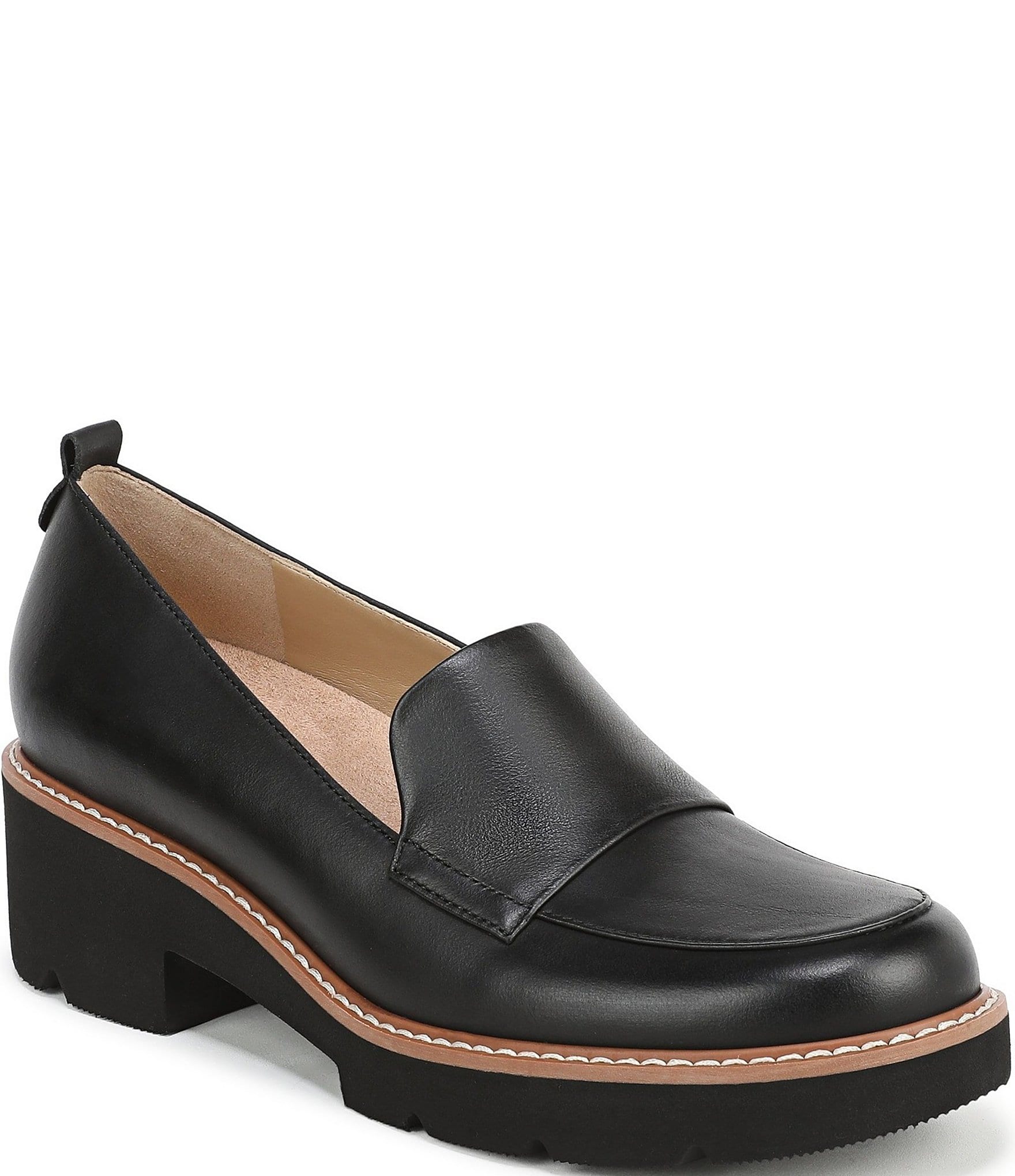 Naturalizer Darry Leather Lightweight Lug Sole Platform Loafer Pumps