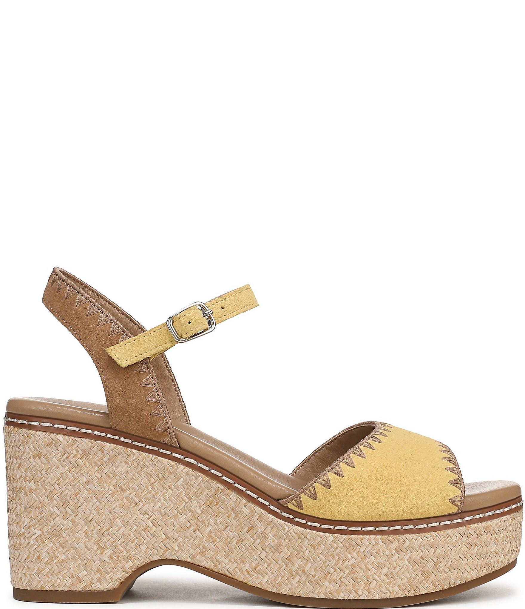 Naturalizer Della Suede Ankle Wrap Platform Wedge Sandals