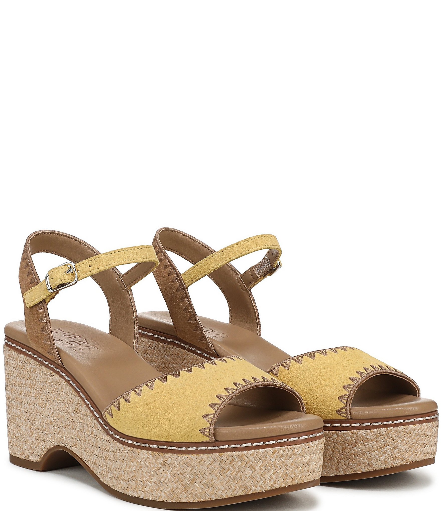 Naturalizer Della Suede Ankle Wrap Platform Wedge Sandals