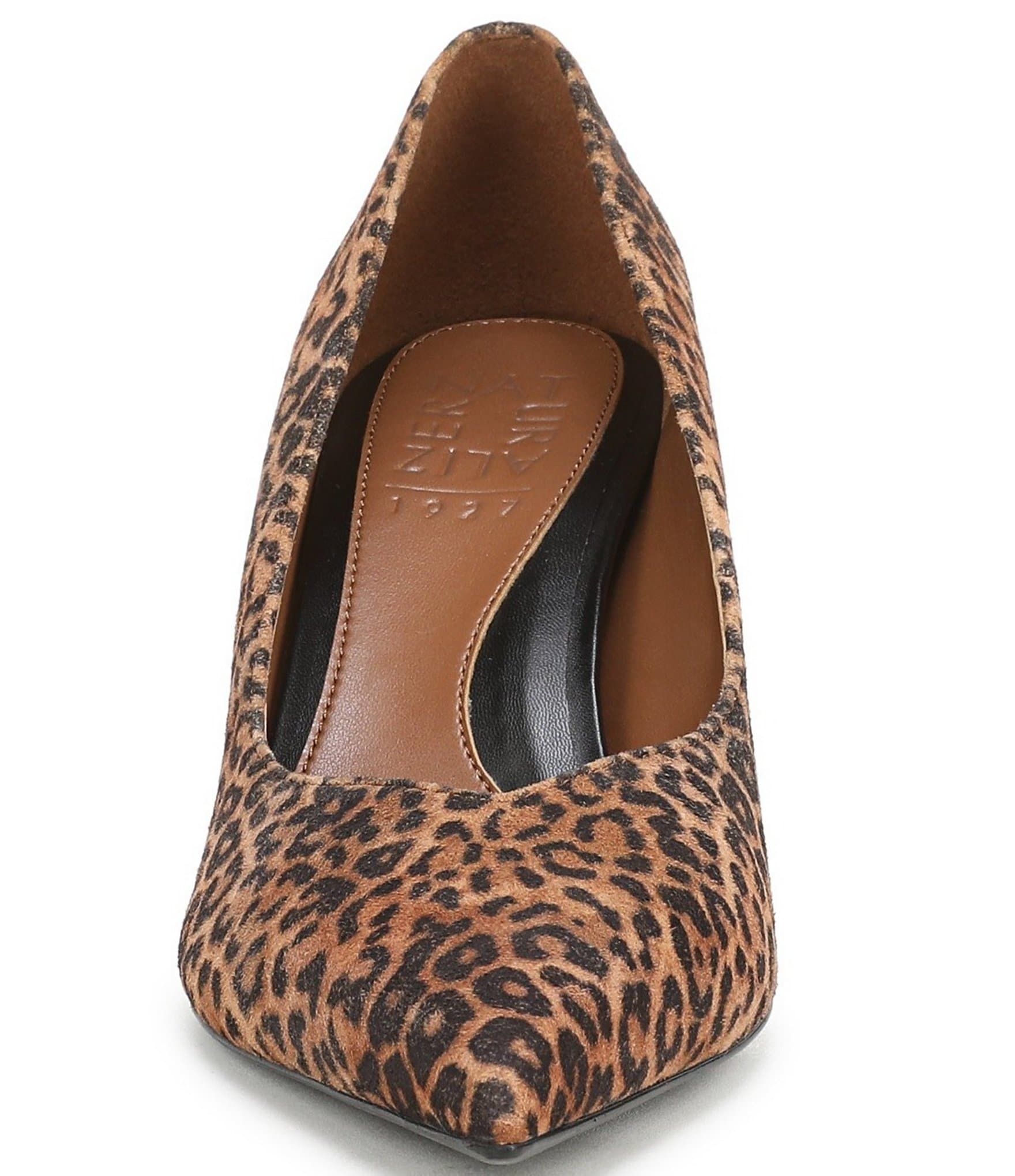 Naturalizer Ella Leopard Print Suede Pointed Toe Block Heel Pumps