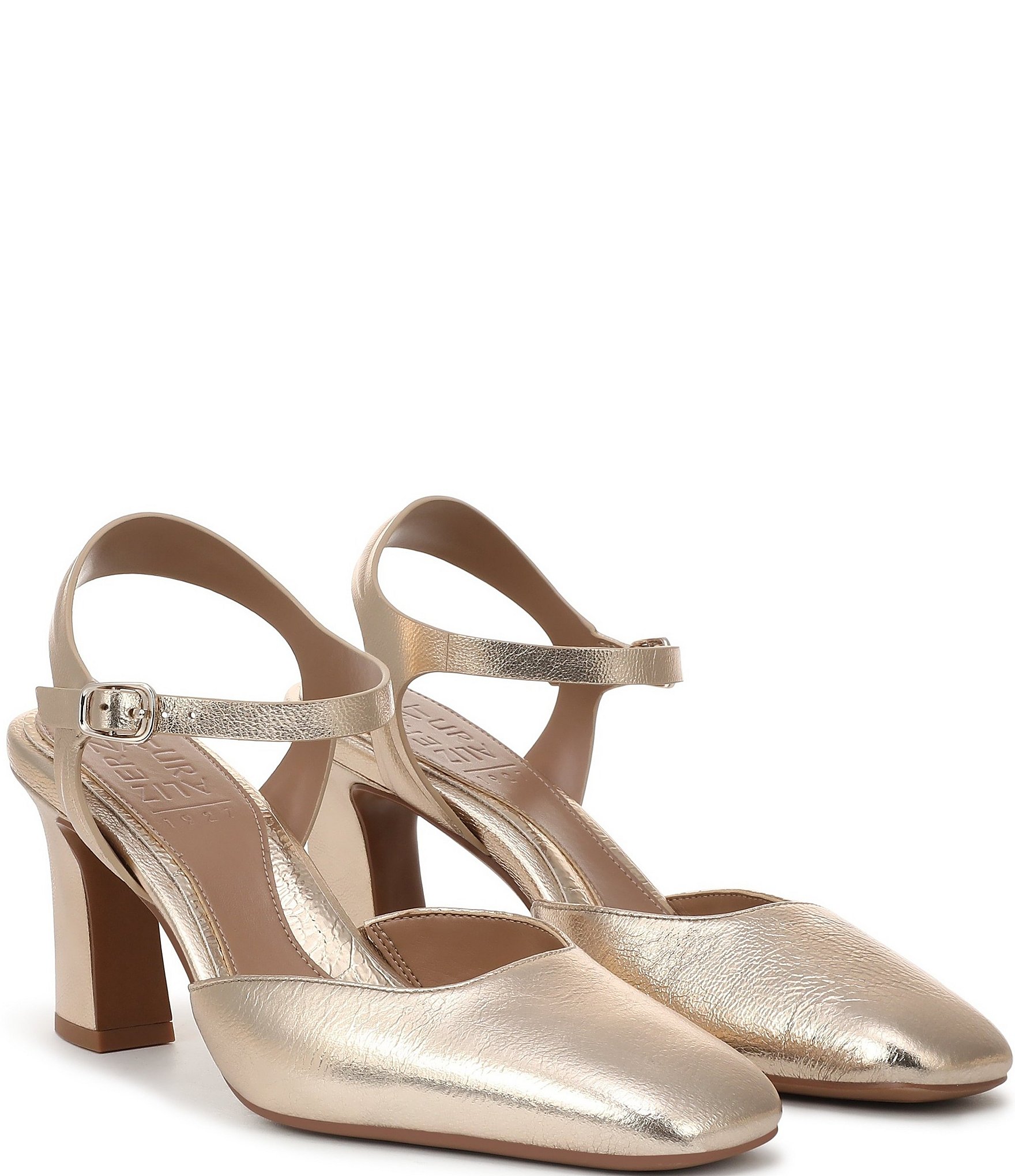 Naturalizer Frankie Metallic Leather Ankle Wrap Pumps