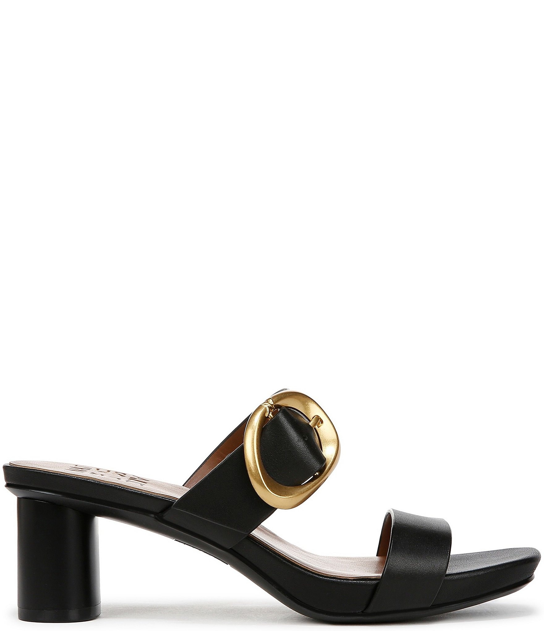 Naturalizer Ida Leather Buckle Hardware Dress Slide Sandals